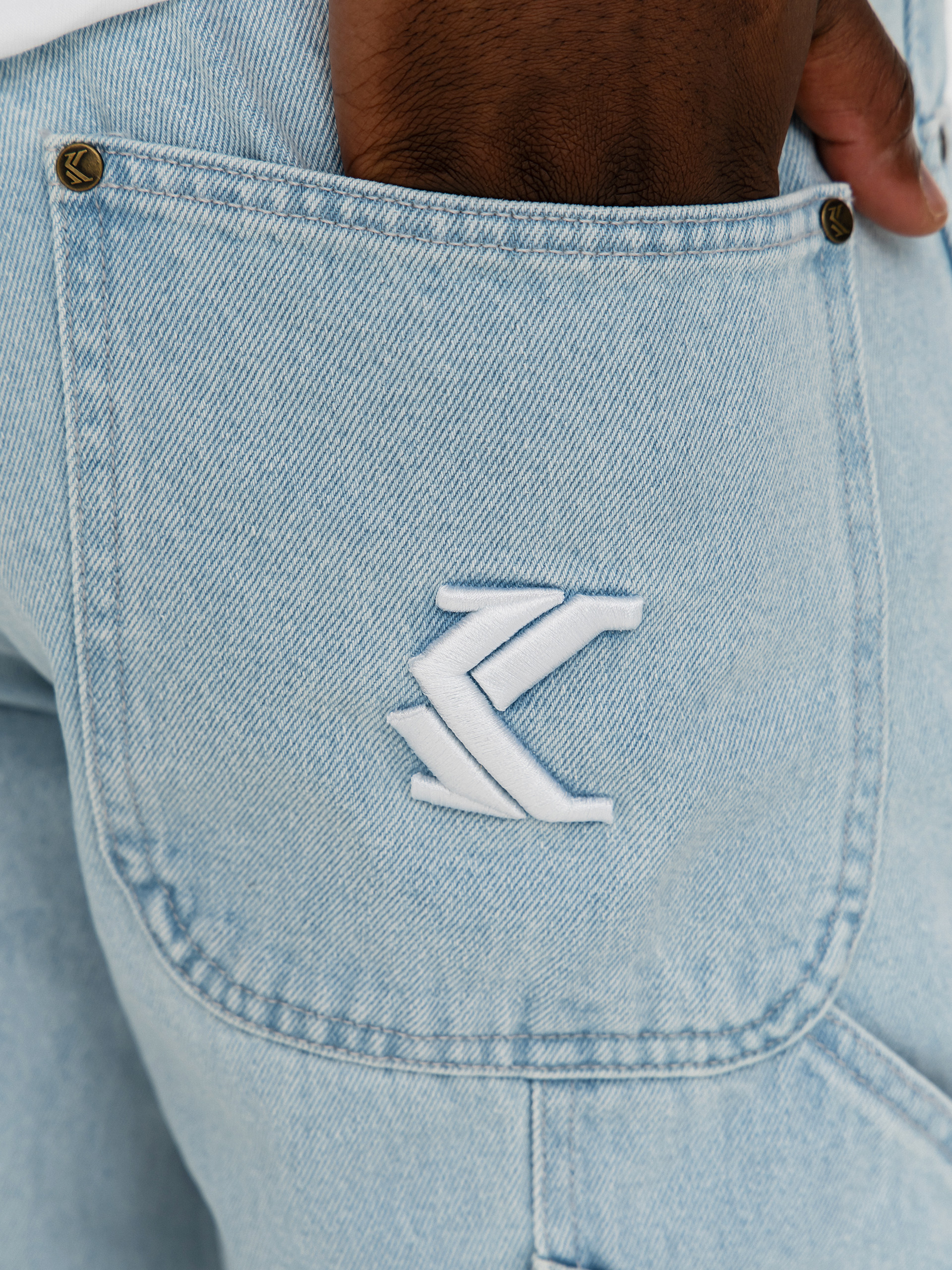 Панталони Karl Kani Retro Tapered Workwear Denim (bleached blue)