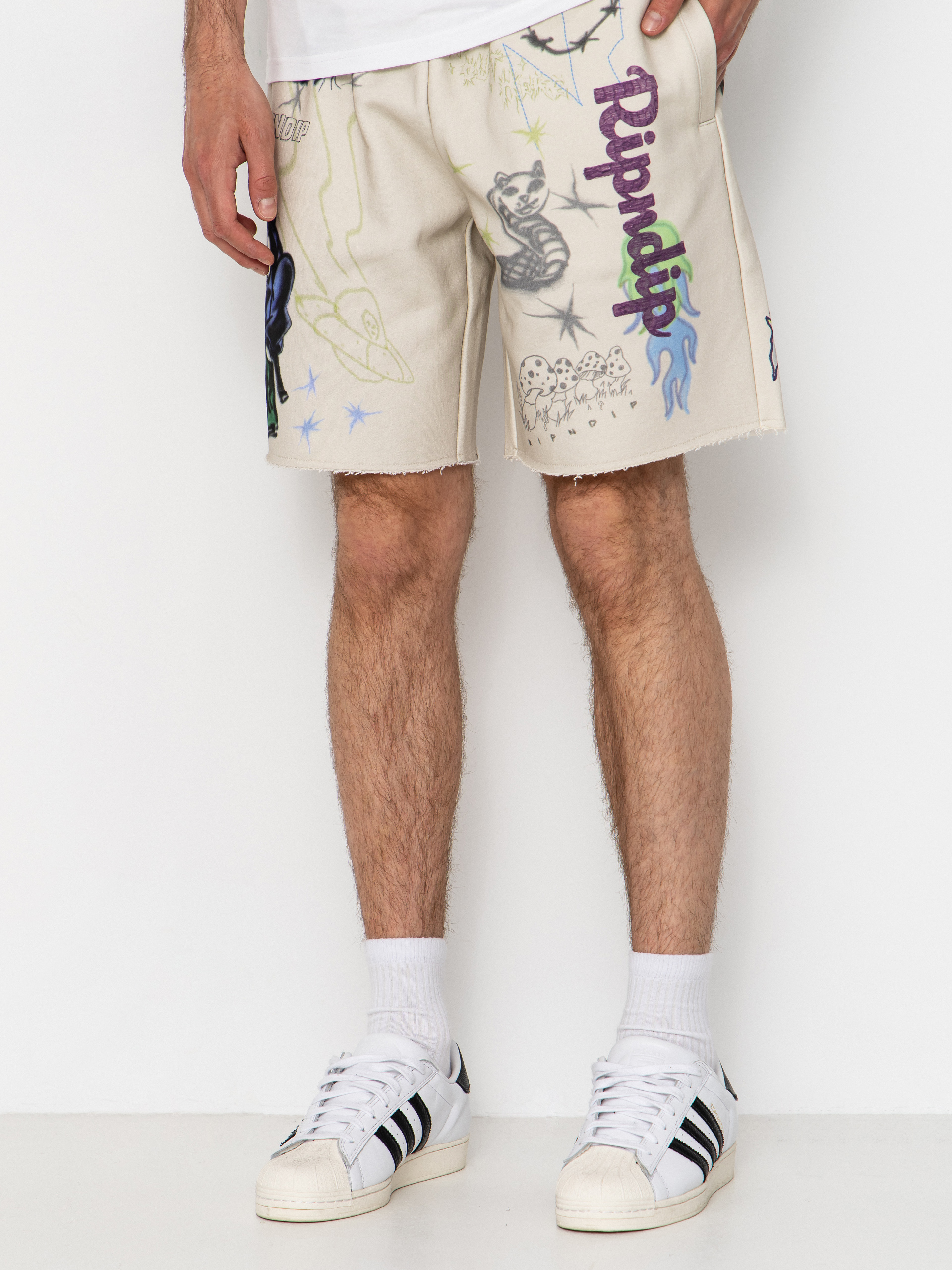 Къси панталони RipNDip Goosebumps Raw Edge (bone)