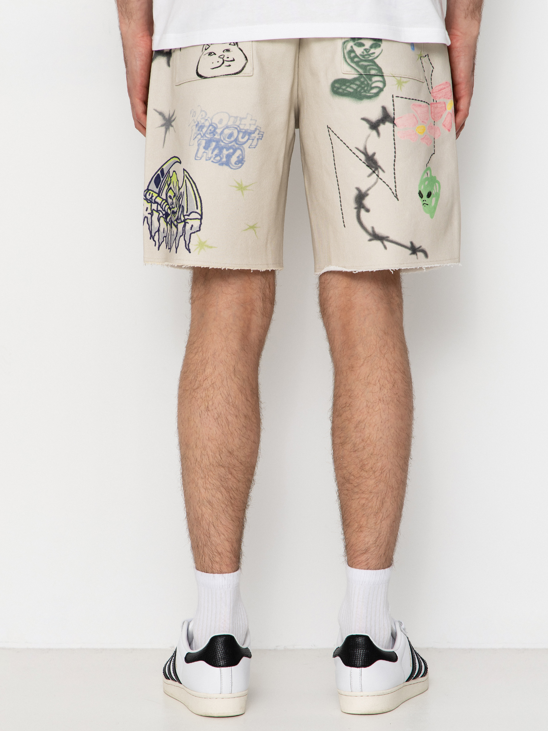 Къси панталони RipNDip Goosebumps Raw Edge (bone)