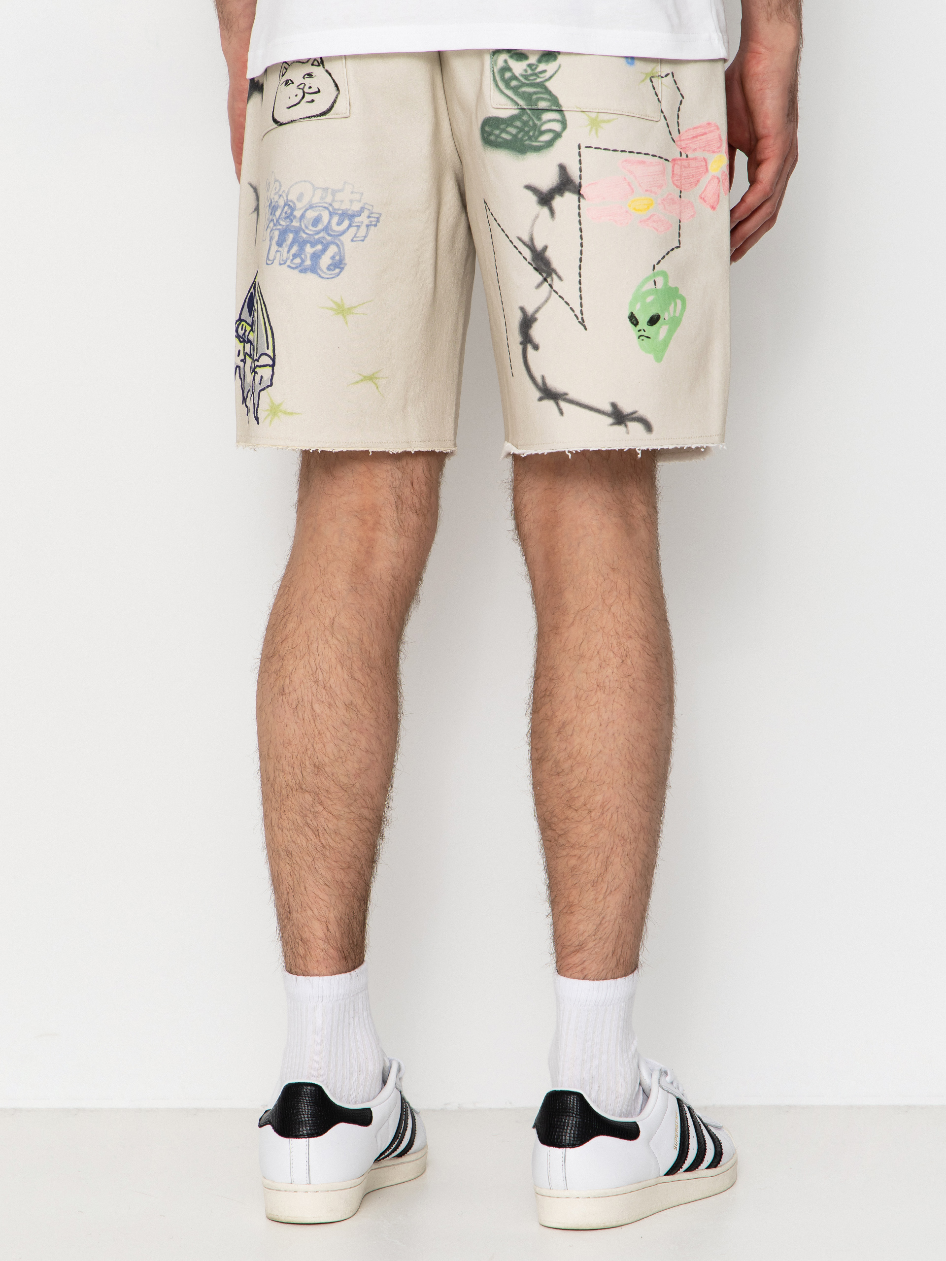 Къси панталони RipNDip Goosebumps Raw Edge (bone)