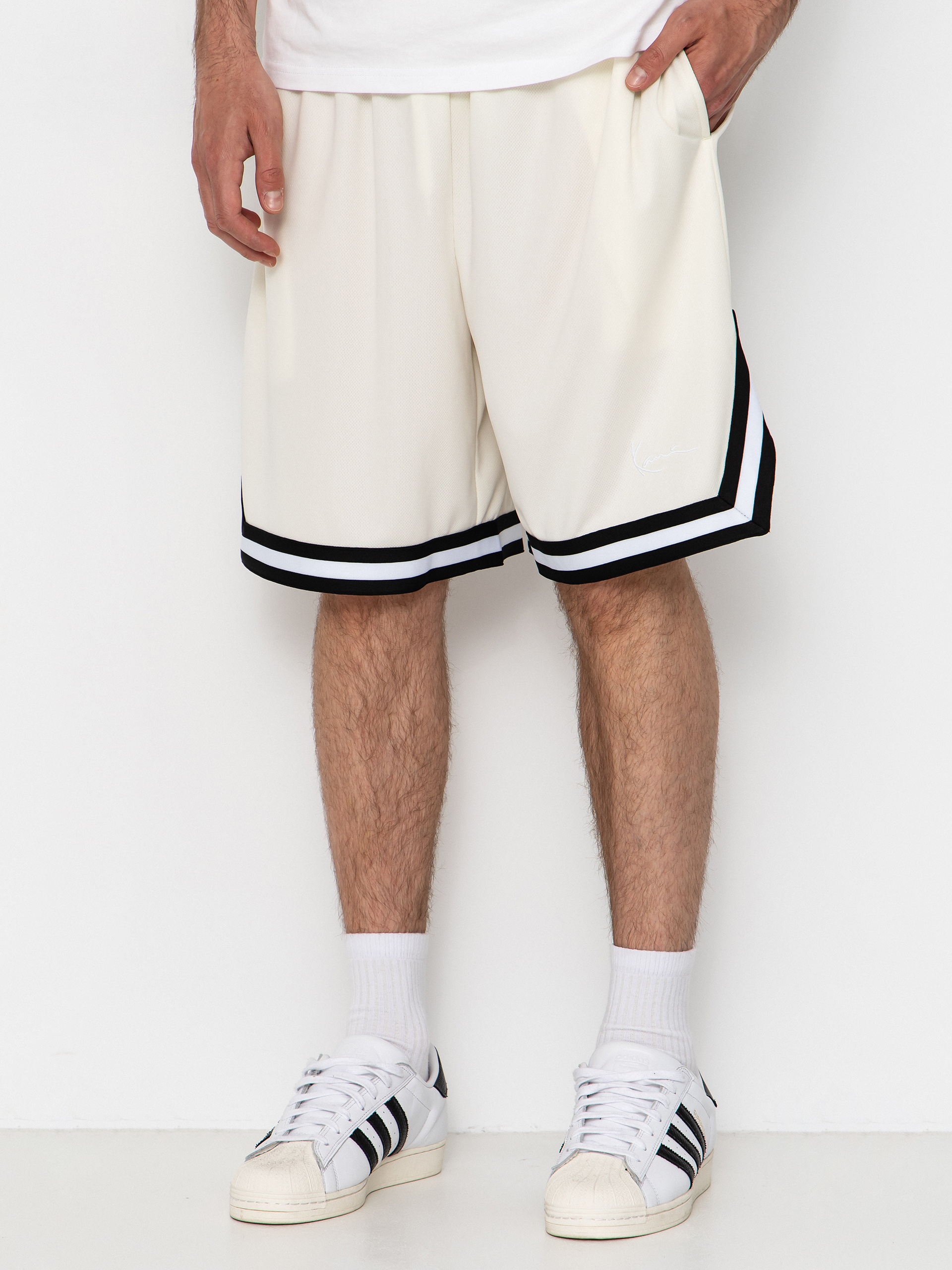 Къси панталони Karl Kani Small Signature Essential Mesh (off white)