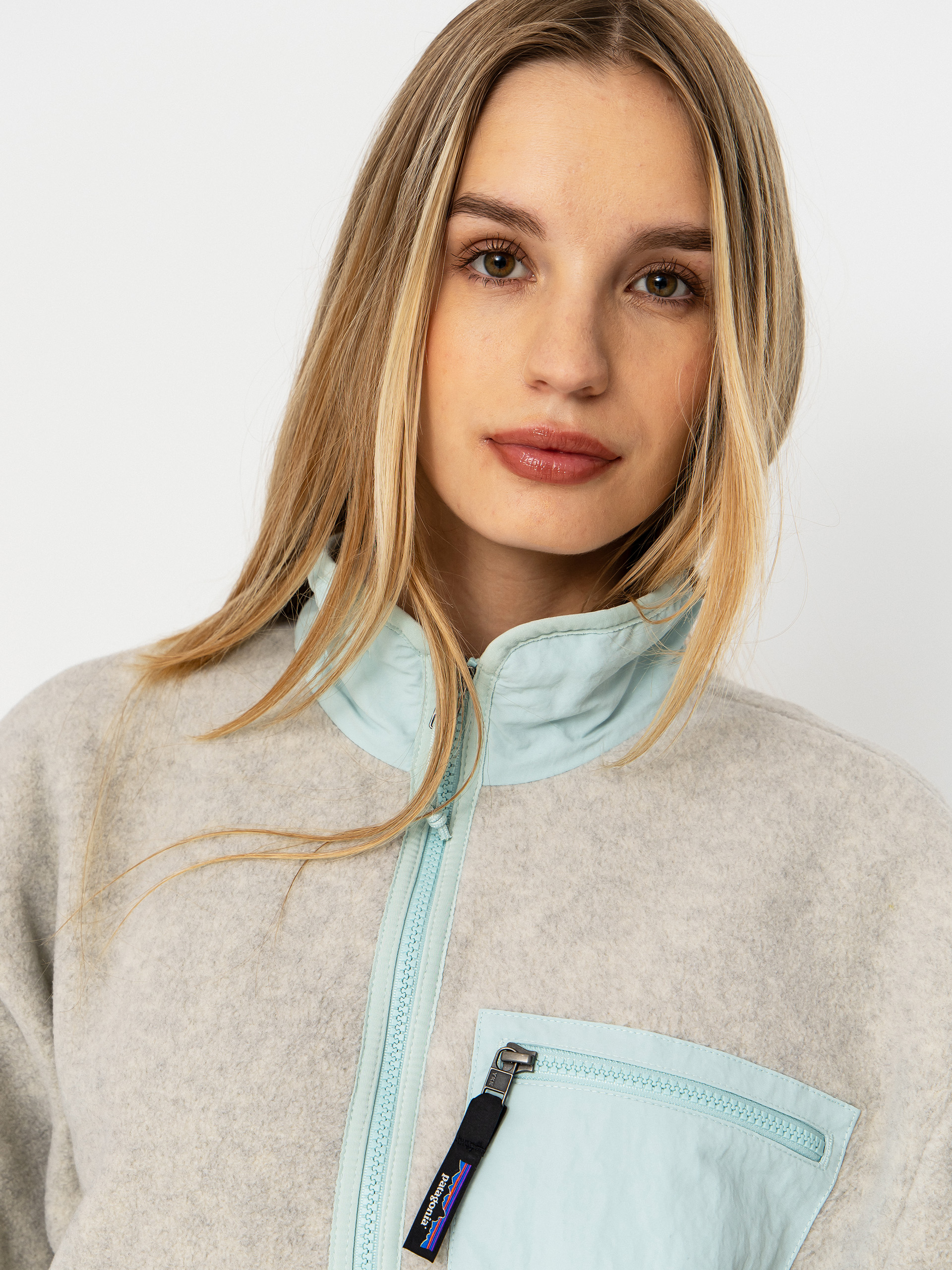 Дамски Поларени суитшърт Patagonia Synchilla (oatmeal heather w/thin ice)