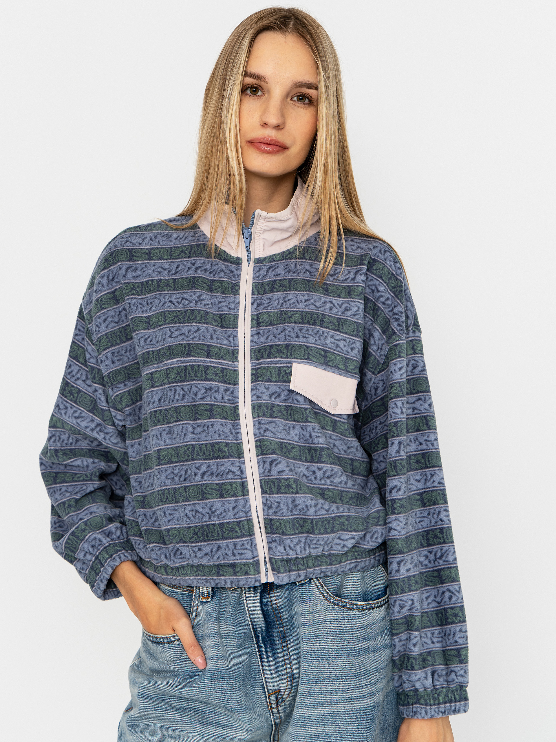 Поларени суитшърт Quiksilver Kedai FZ Wmn (ashley blue kedai stripe)