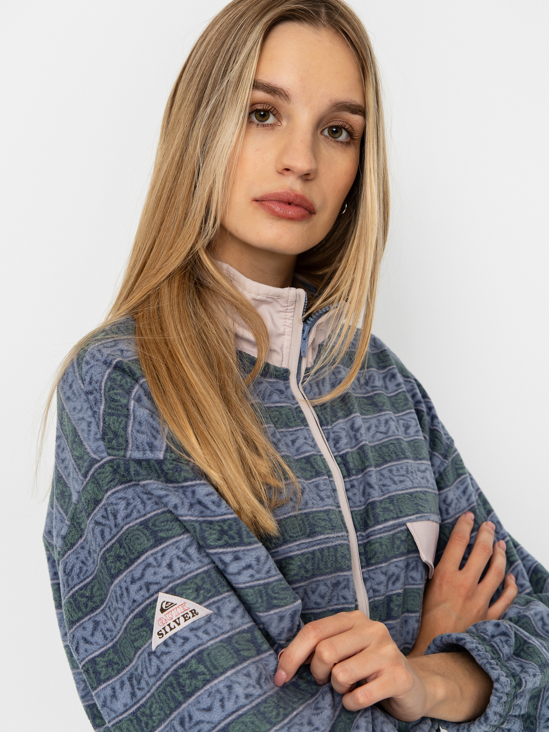 Дамски Поларени суитшърт Quiksilver Kedai FZ (ashley blue kedai stripe)