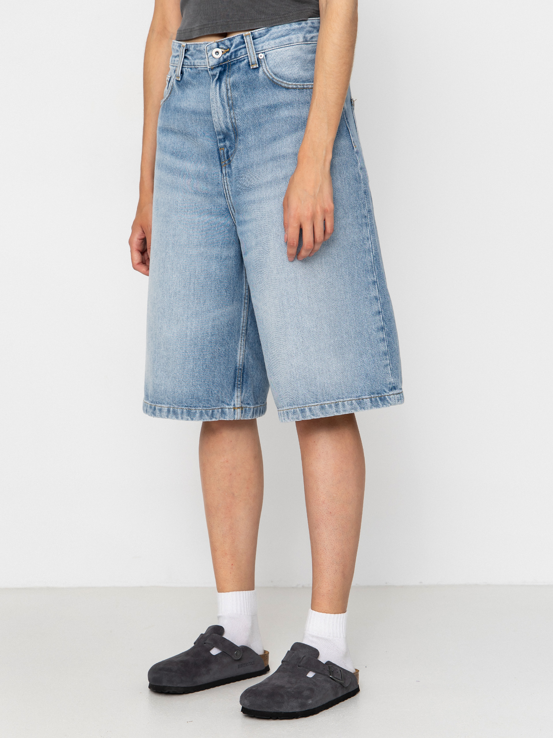 Къси панталони Carhartt WIP Belmont Wmn (blue heavy worn bleached)