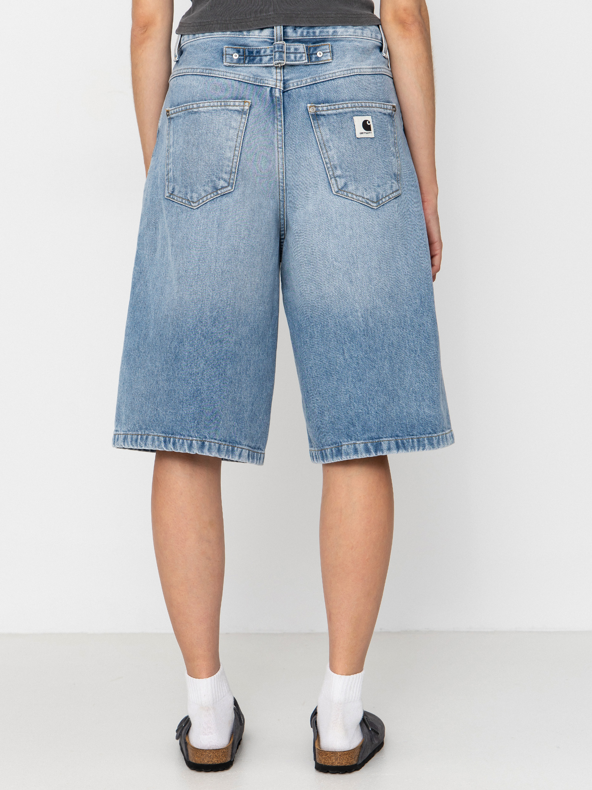 Къси панталони Carhartt WIP Belmont Wmn (blue heavy worn bleached)