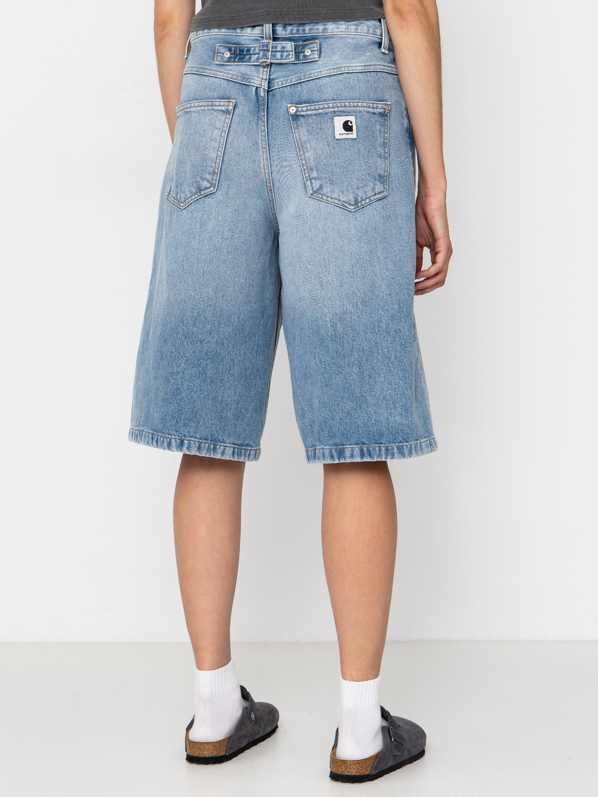 Къси панталони Carhartt WIP Belmont Wmn (blue heavy worn bleached)