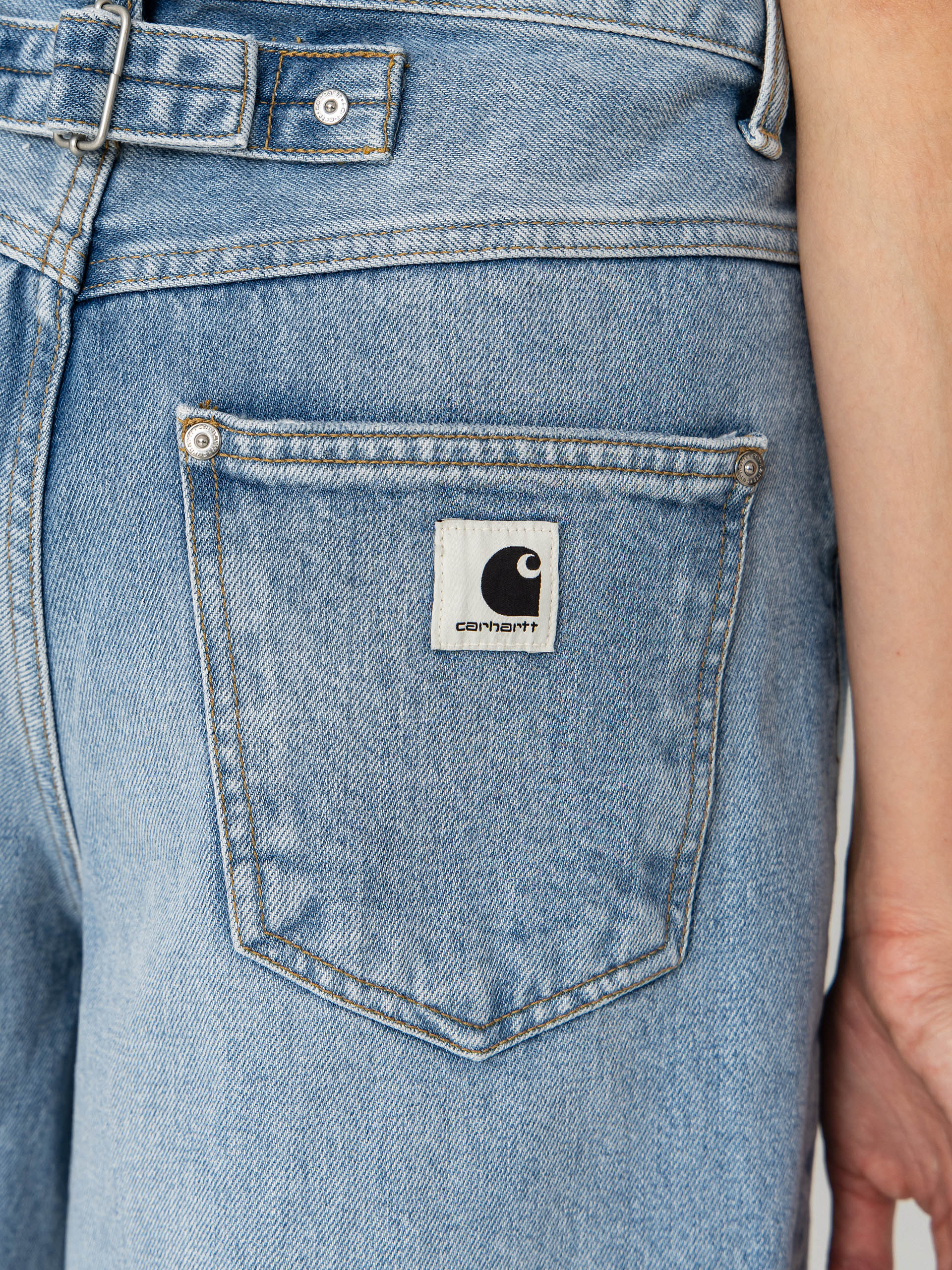 Къси панталони Carhartt WIP Belmont Wmn (blue heavy worn bleached)