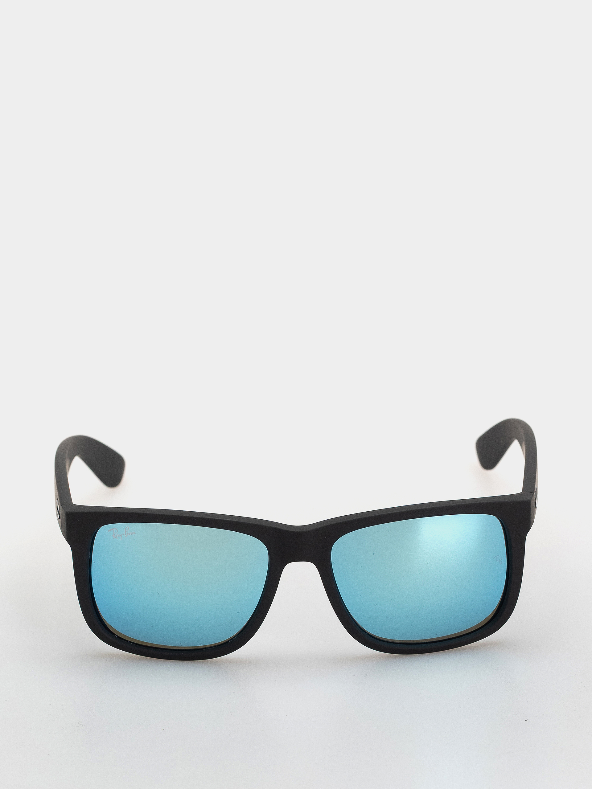 Слънчеви очила Ray-Ban Justin (matowy guma czarny/lustrzany niebieski)