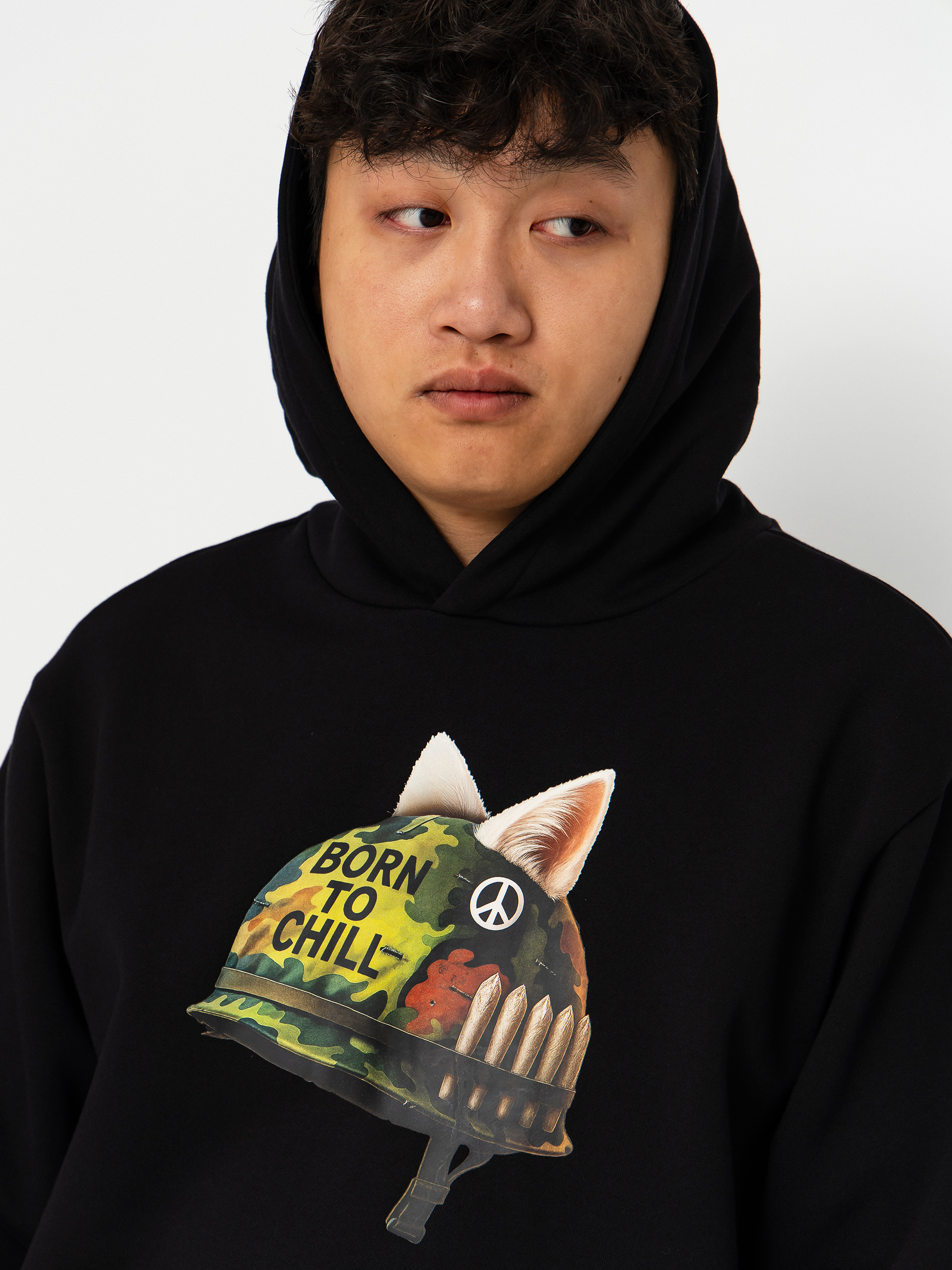 Суитшърт с качулка RipNDip Born To Chill HD (black wash)
