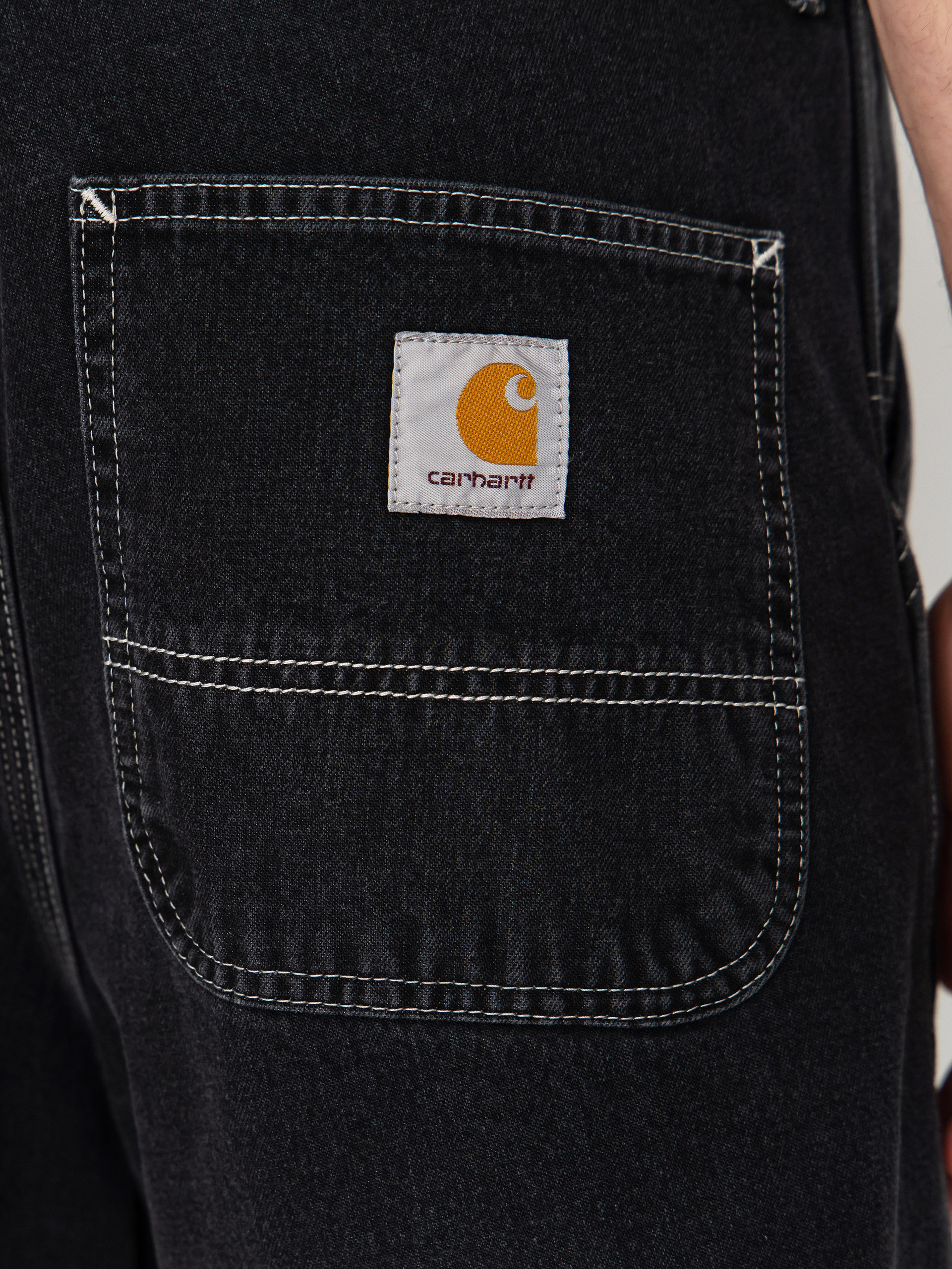 Къси панталони Carhartt WIP Simple (black heavy stone wash)