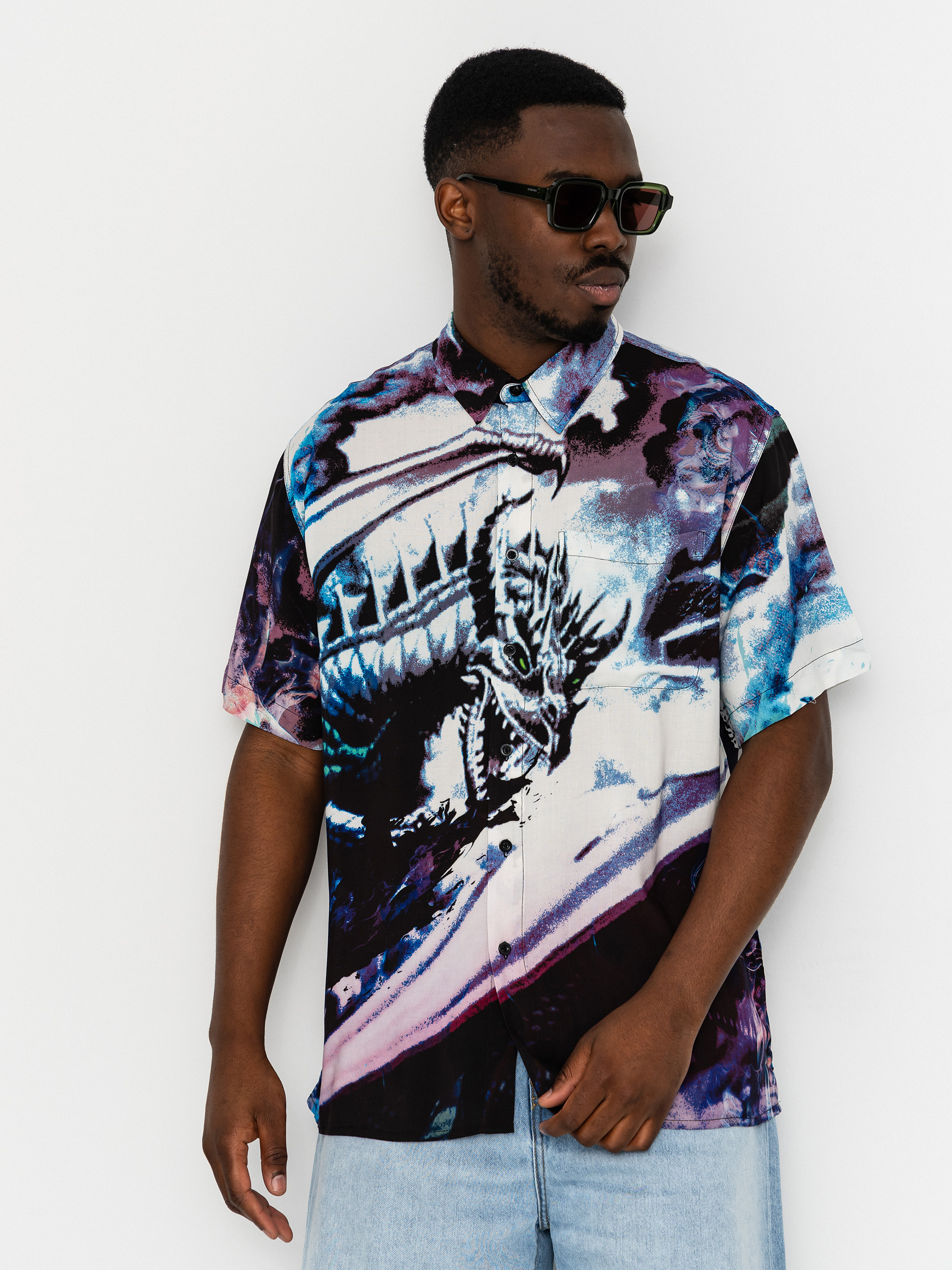 Риза Deathwish Inferno Button Up (black aop)