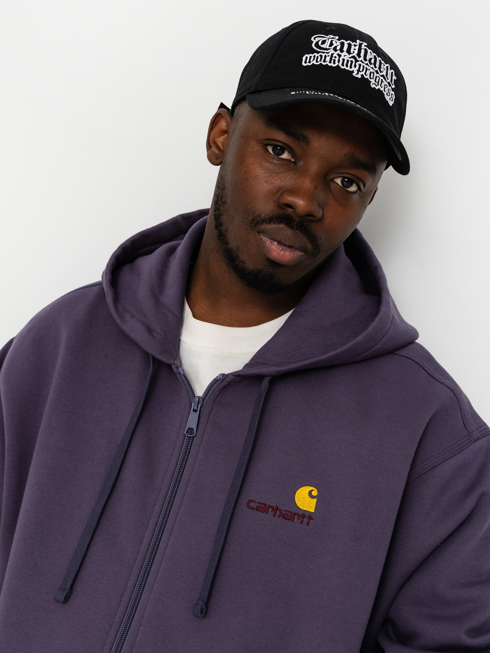 Суитшърт с качулка Carhartt WIP American Script ZHD (shady purple)