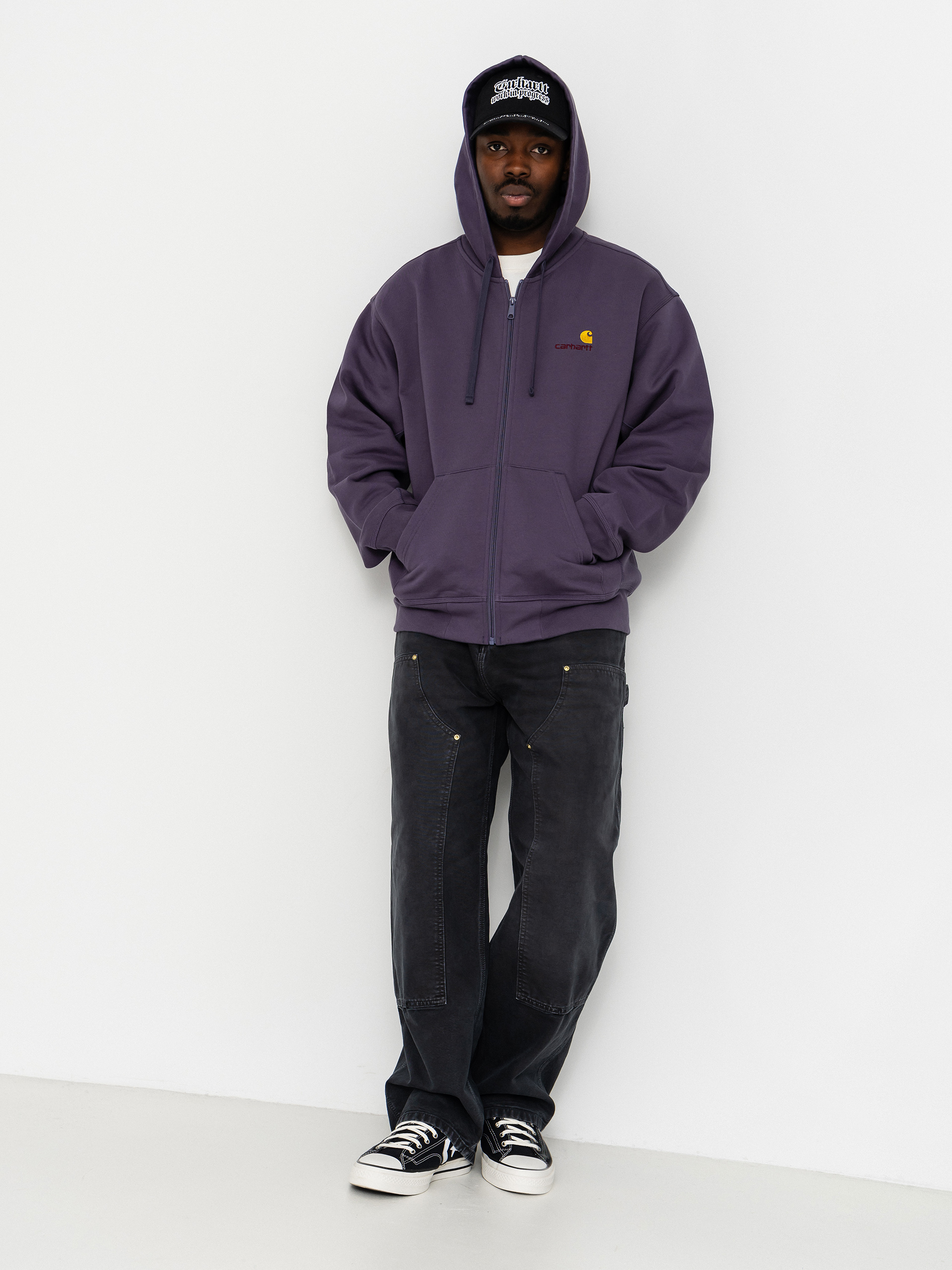 Суитшърт с качулка Carhartt WIP American Script ZHD (shady purple)