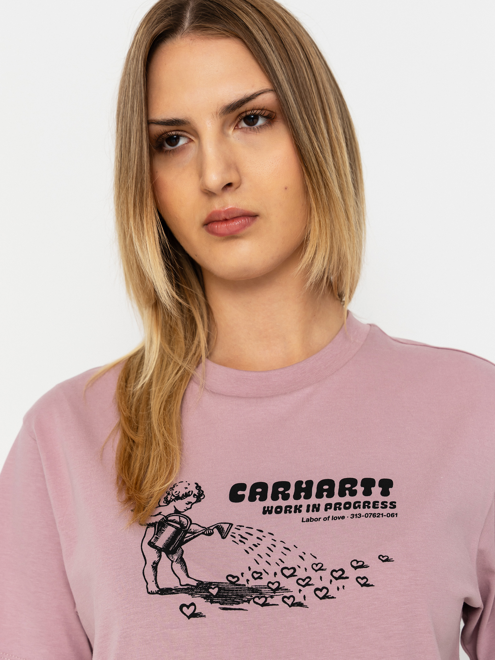 Тениска Carhartt WIP Bumper Sticker Wmn (hortensia)