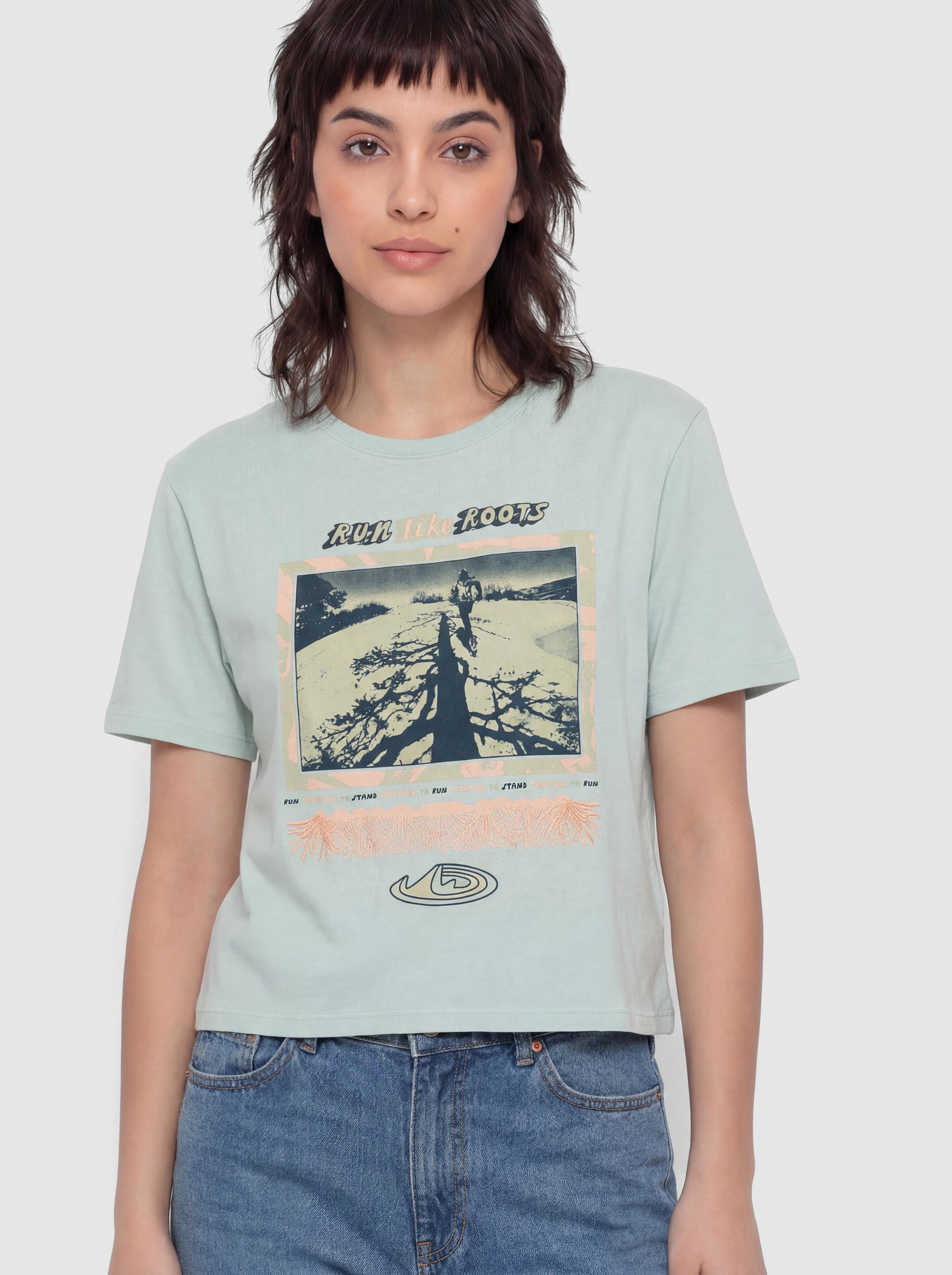 Тениска Patagonia Run Like Roots Wmn (thin ice)