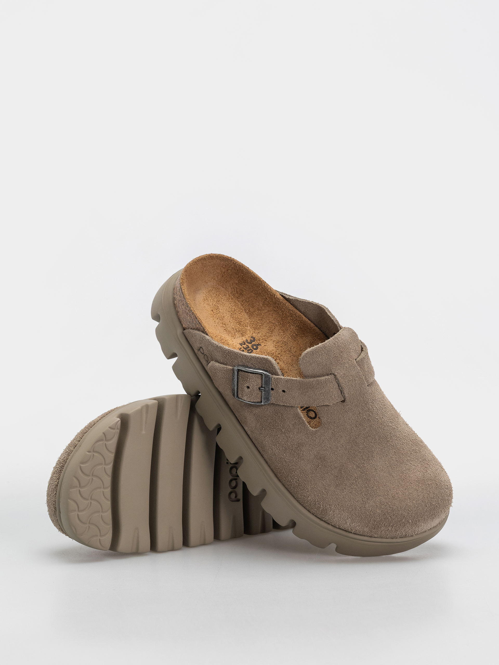 Чехли Birkenstock Boston Chunky Suede Leather Narrow Wmn (taupe)