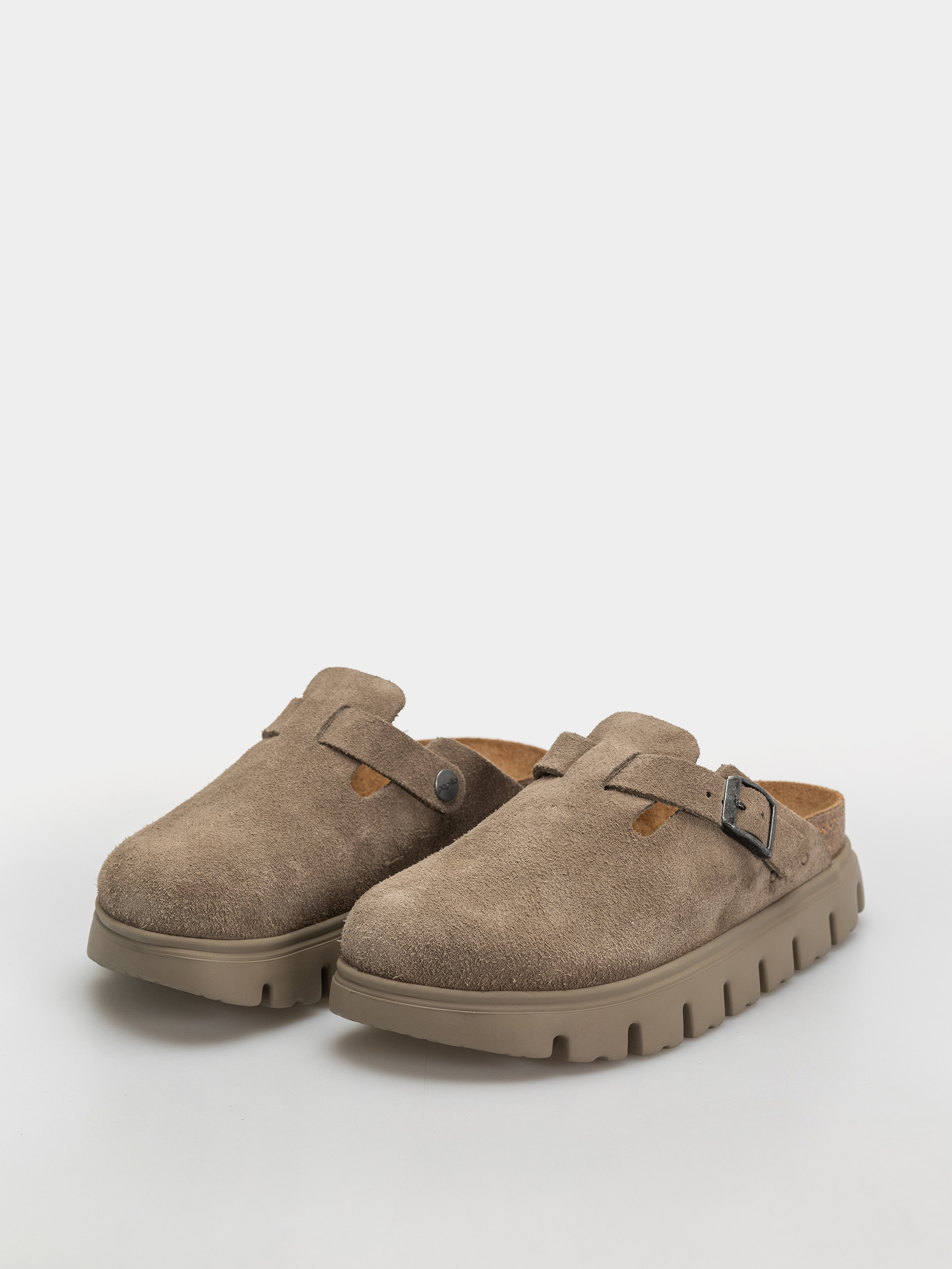 Чехли Birkenstock Boston Chunky Suede Leather Narrow Wmn (taupe)