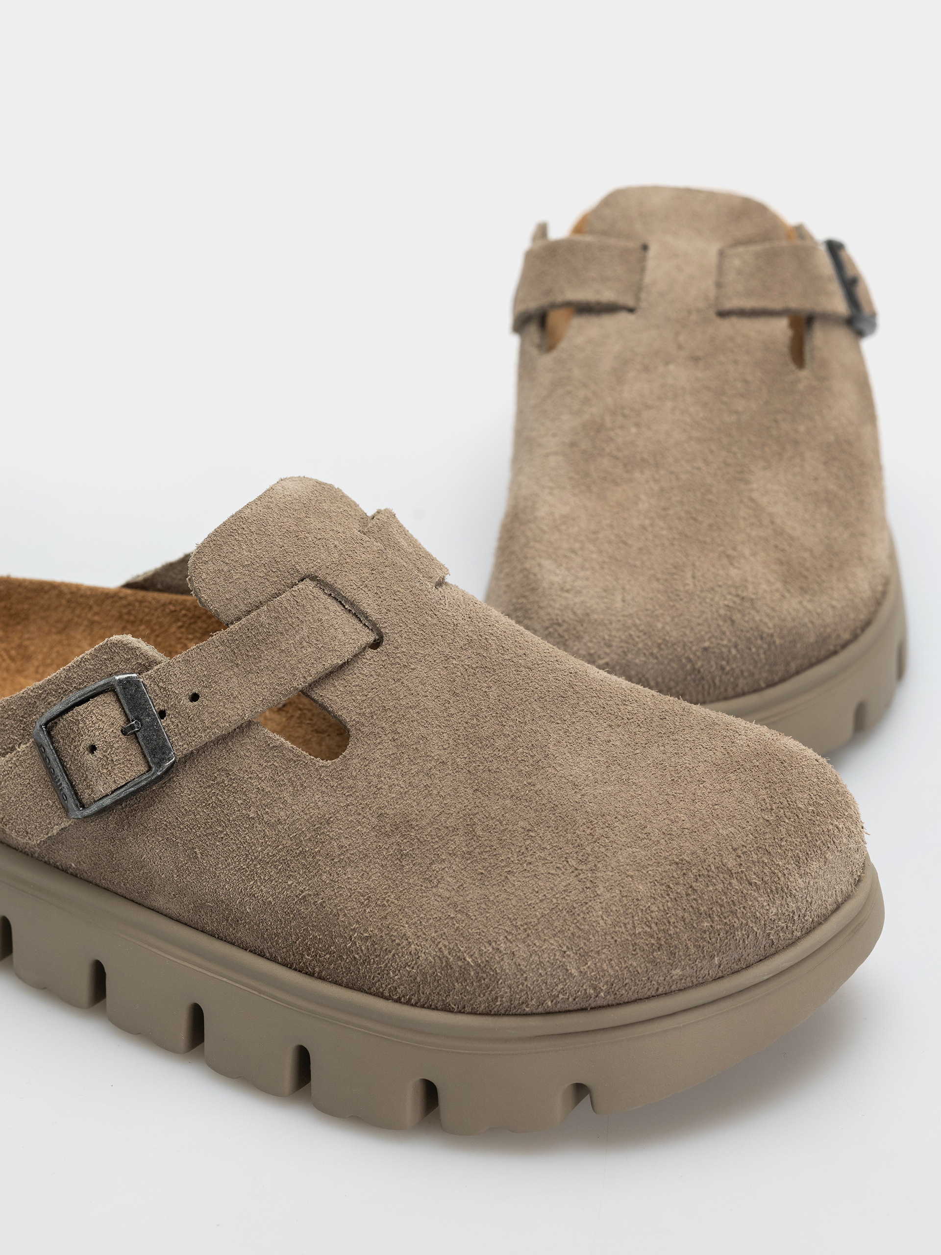 Чехли Birkenstock Boston Chunky Suede Leather Narrow Wmn (taupe)