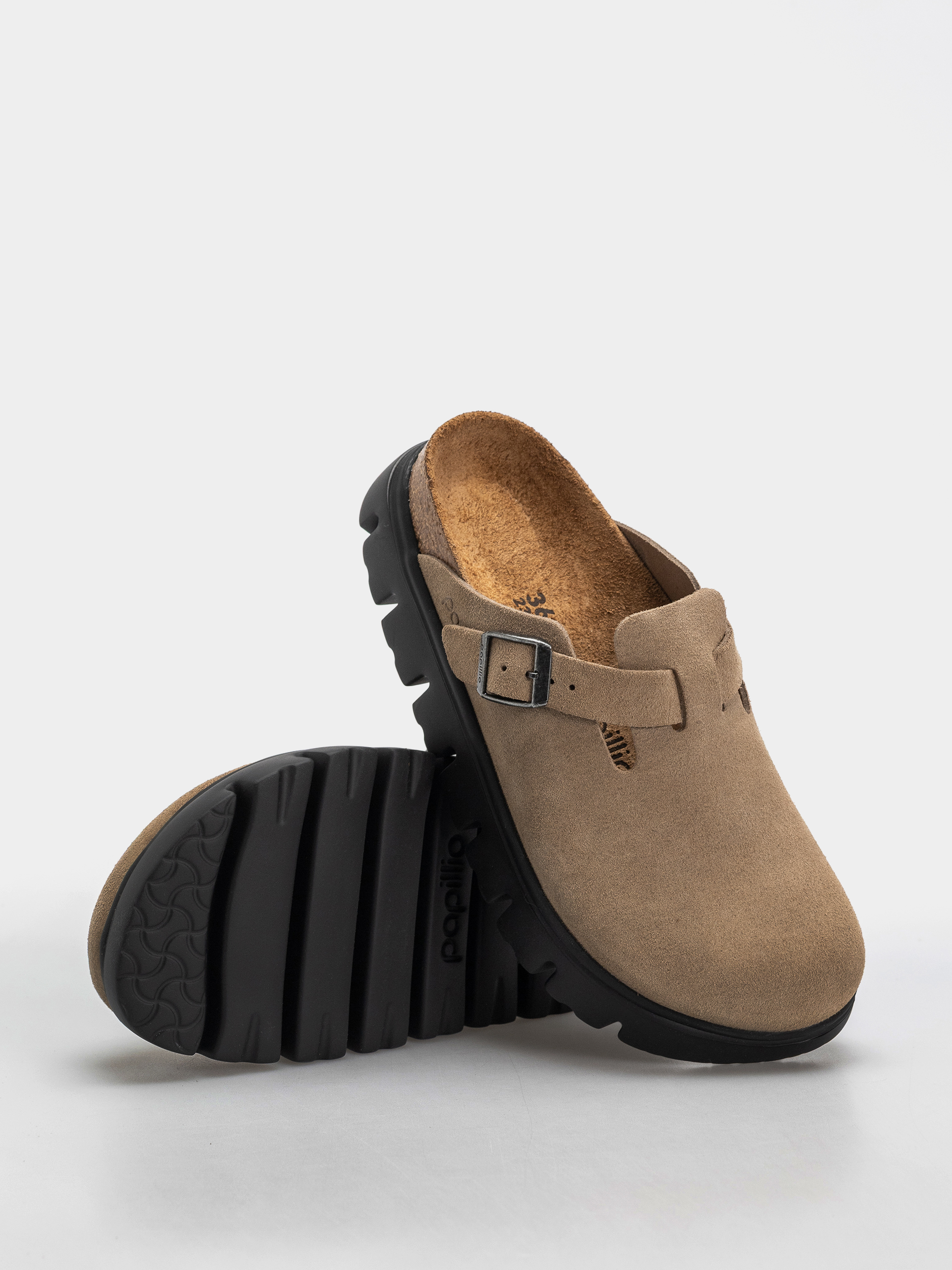 Чехли Birkenstock Boston Chunky Suede Leather Narrow Wmn (gray taupe)