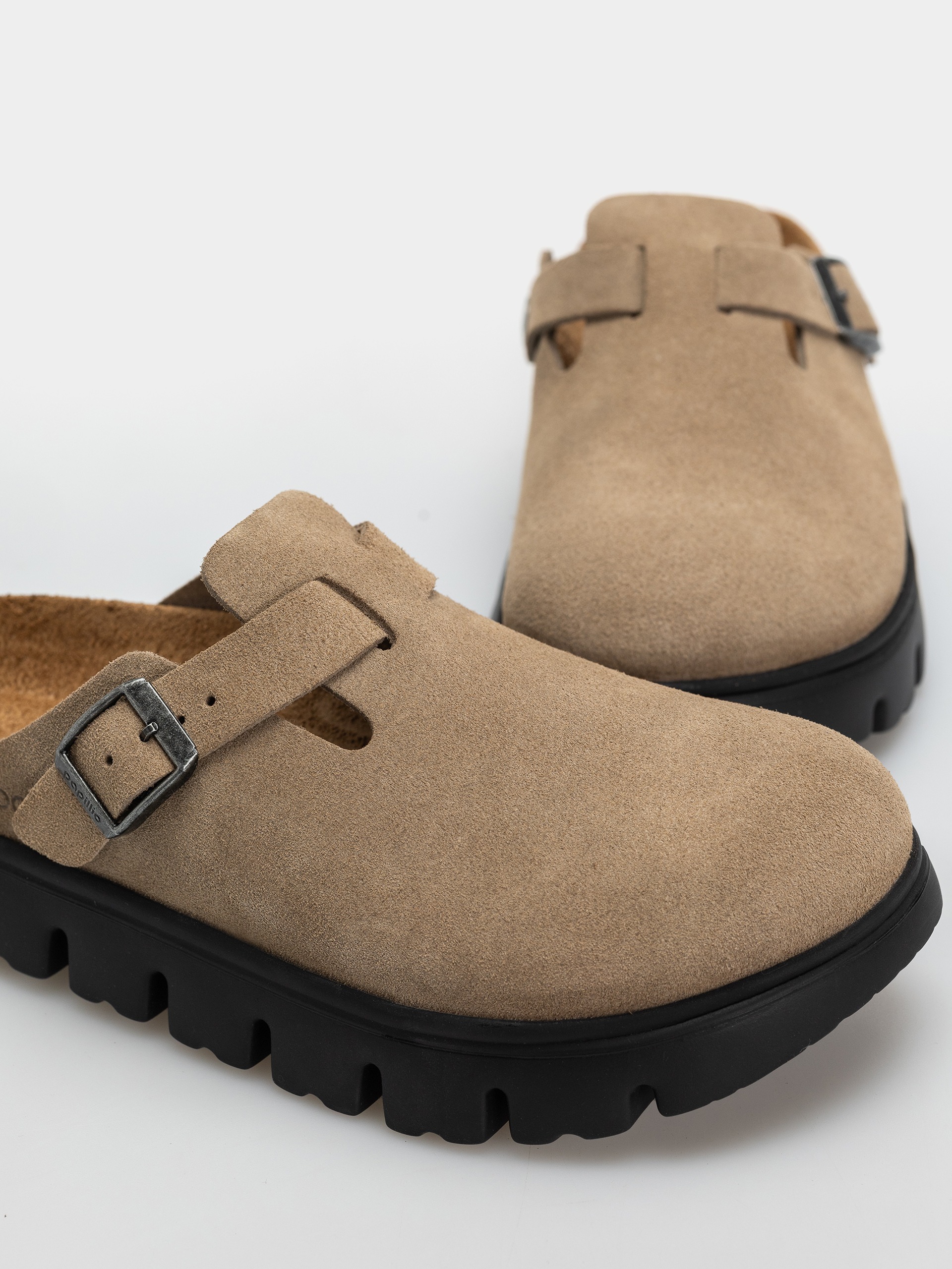 Чехли Birkenstock Boston Chunky Suede Leather Narrow Wmn (gray taupe)