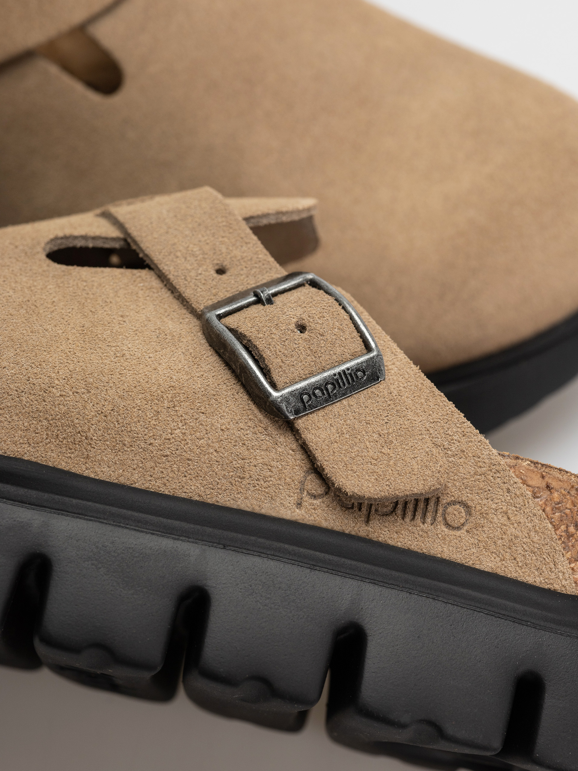 Чехли Birkenstock Boston Chunky Suede Leather Narrow Wmn (gray taupe)