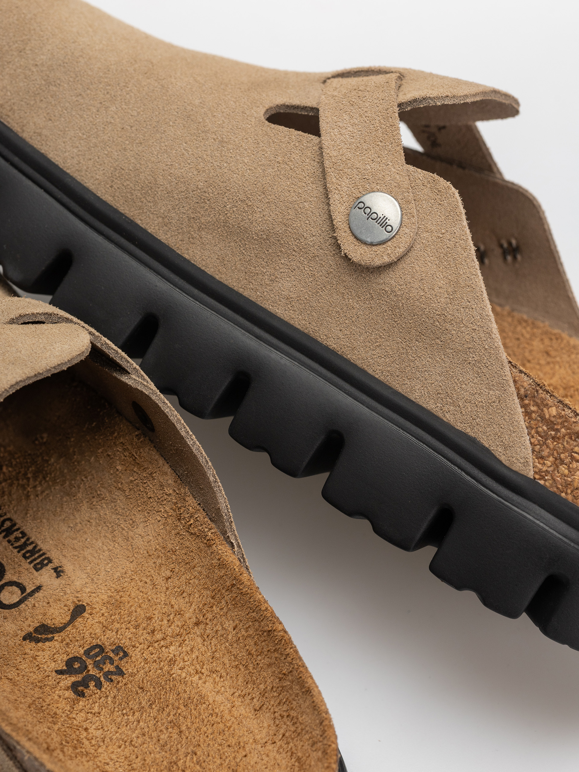 Чехли Birkenstock Boston Chunky Suede Leather Narrow Wmn (gray taupe)