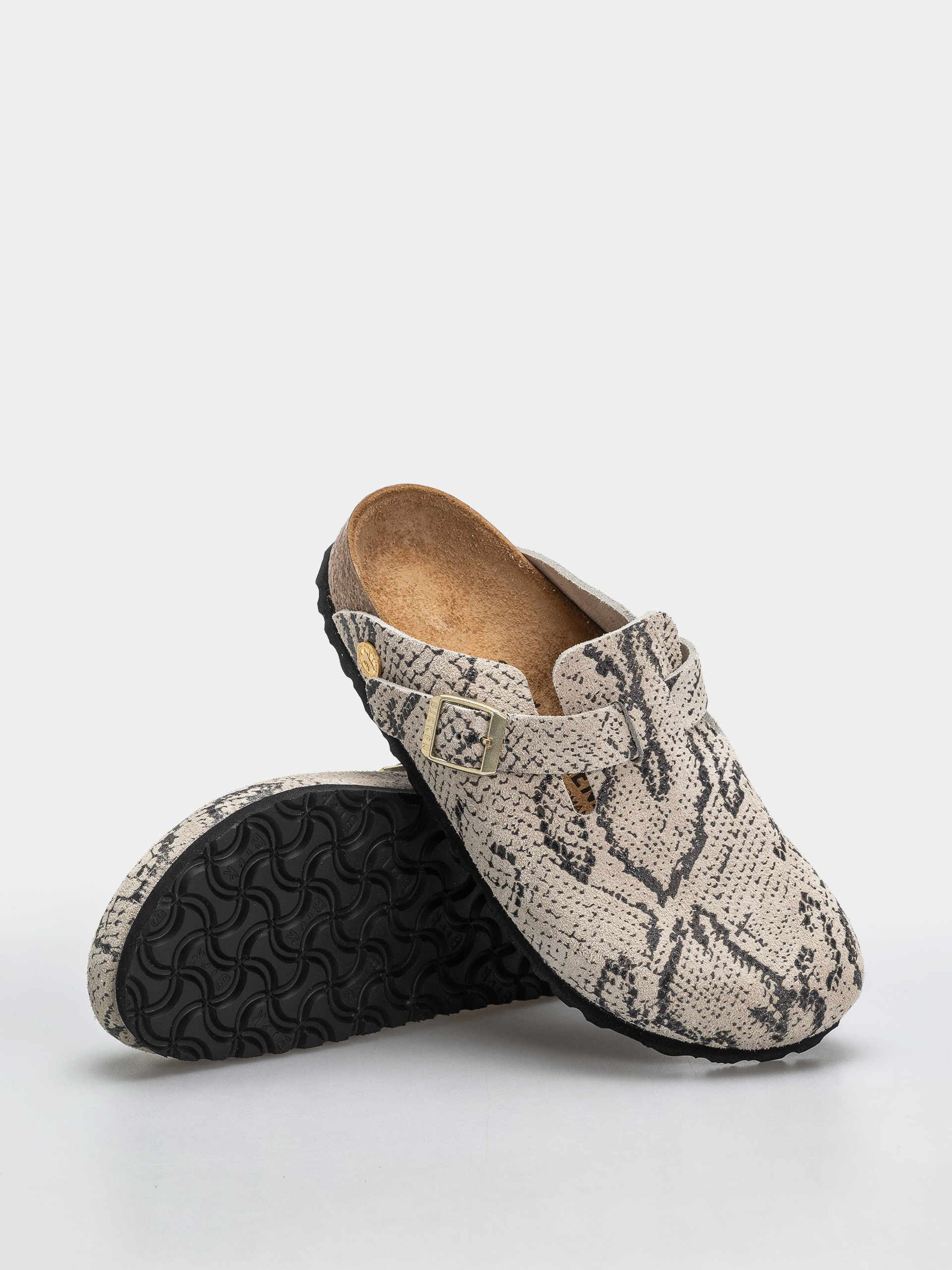 Чехли Birkenstock Boston Rivet Logo Suede Leather Narrow Wmn (snake oyster)