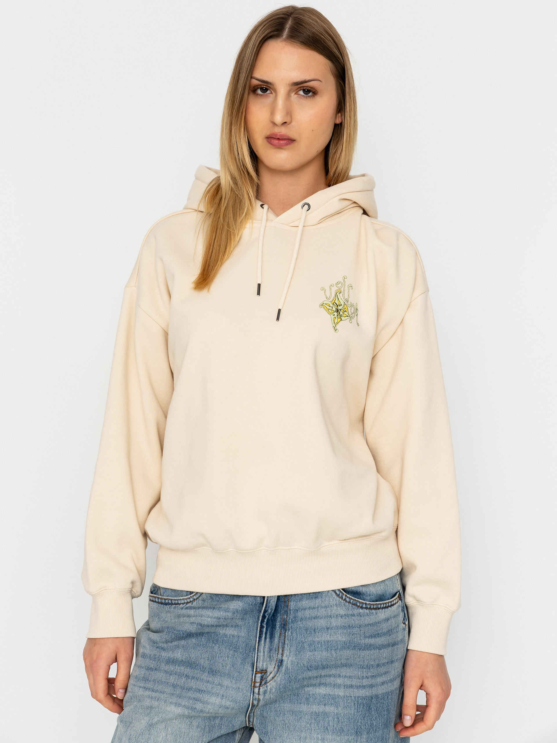 Суитшърт с качулка Volcom Moove On HD Wmn (vintage white)