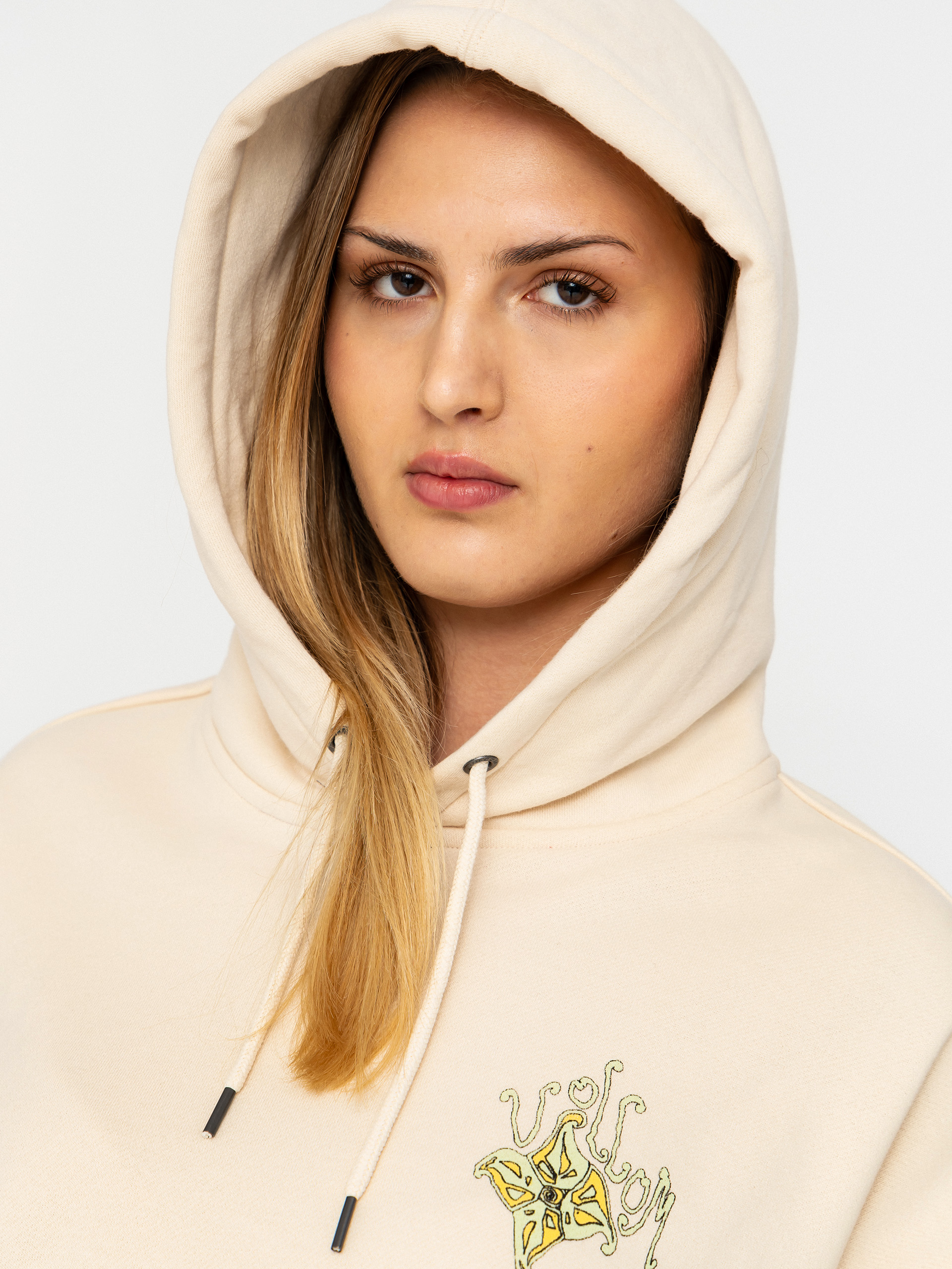 Суитшърт с качулка Volcom Moove On HD Wmn (vintage white)