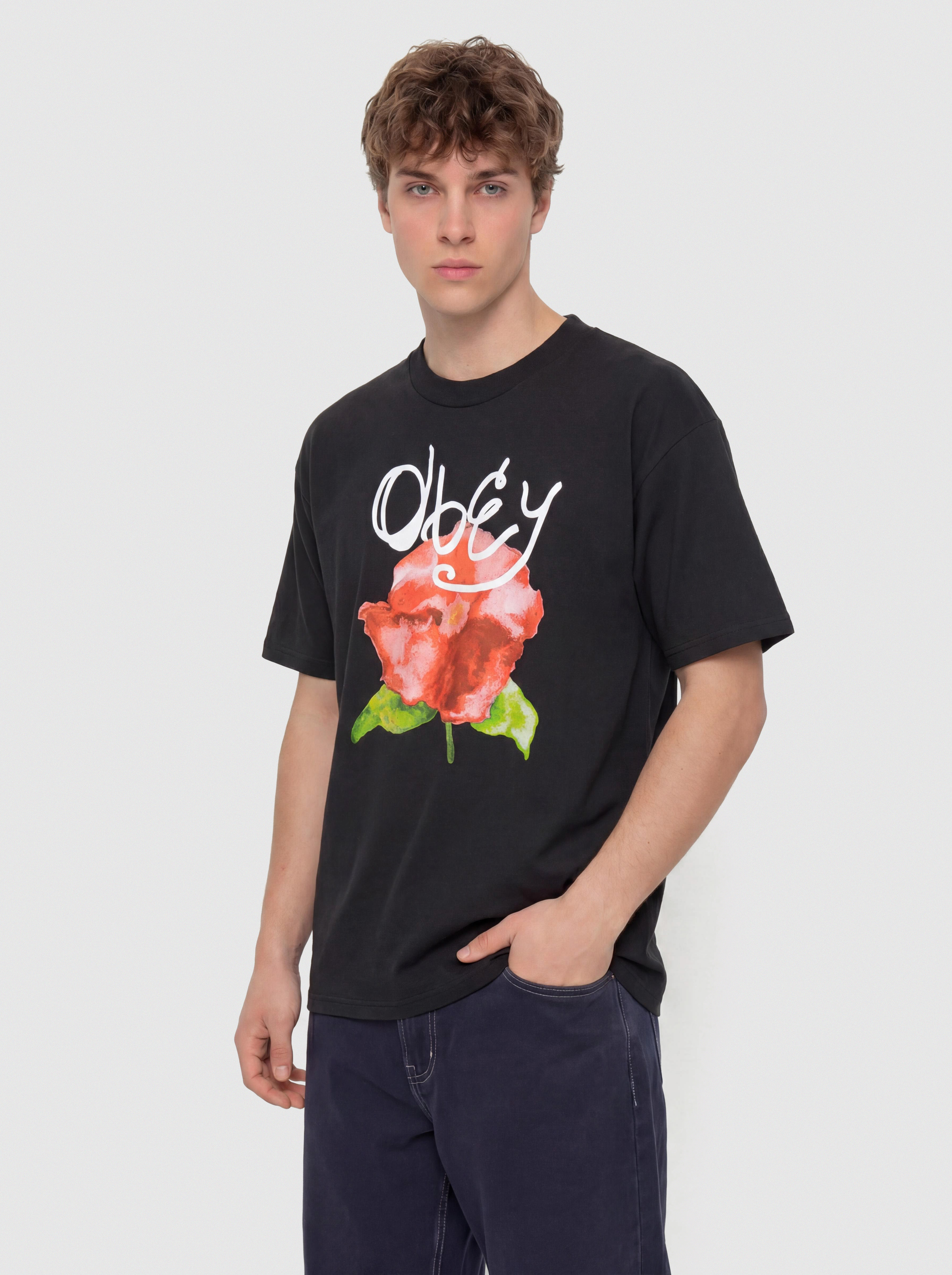 Тениска OBEY Watercolor Poppy (vintage black)