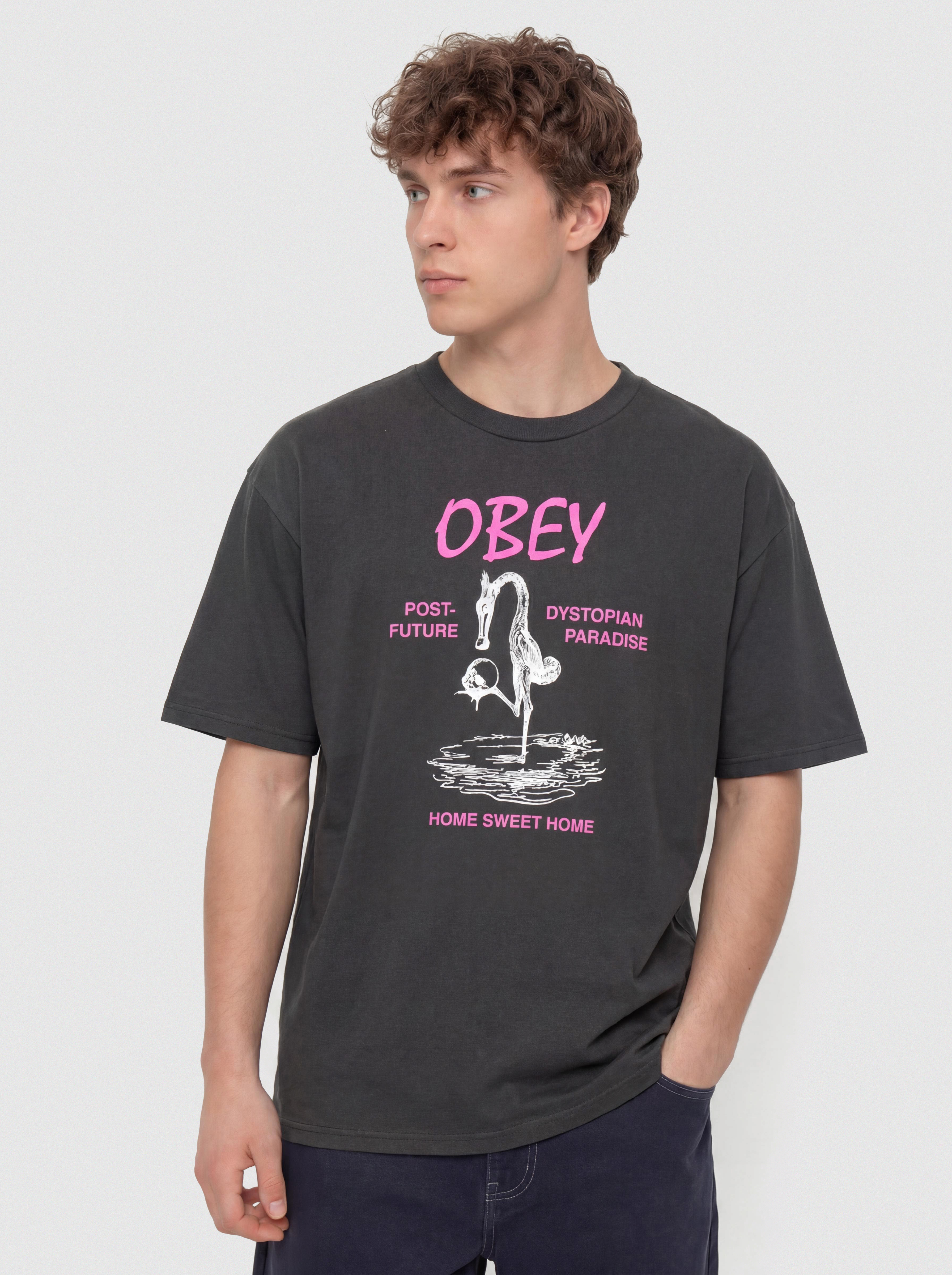 Тениска OBEY Post Future (vintage black)
