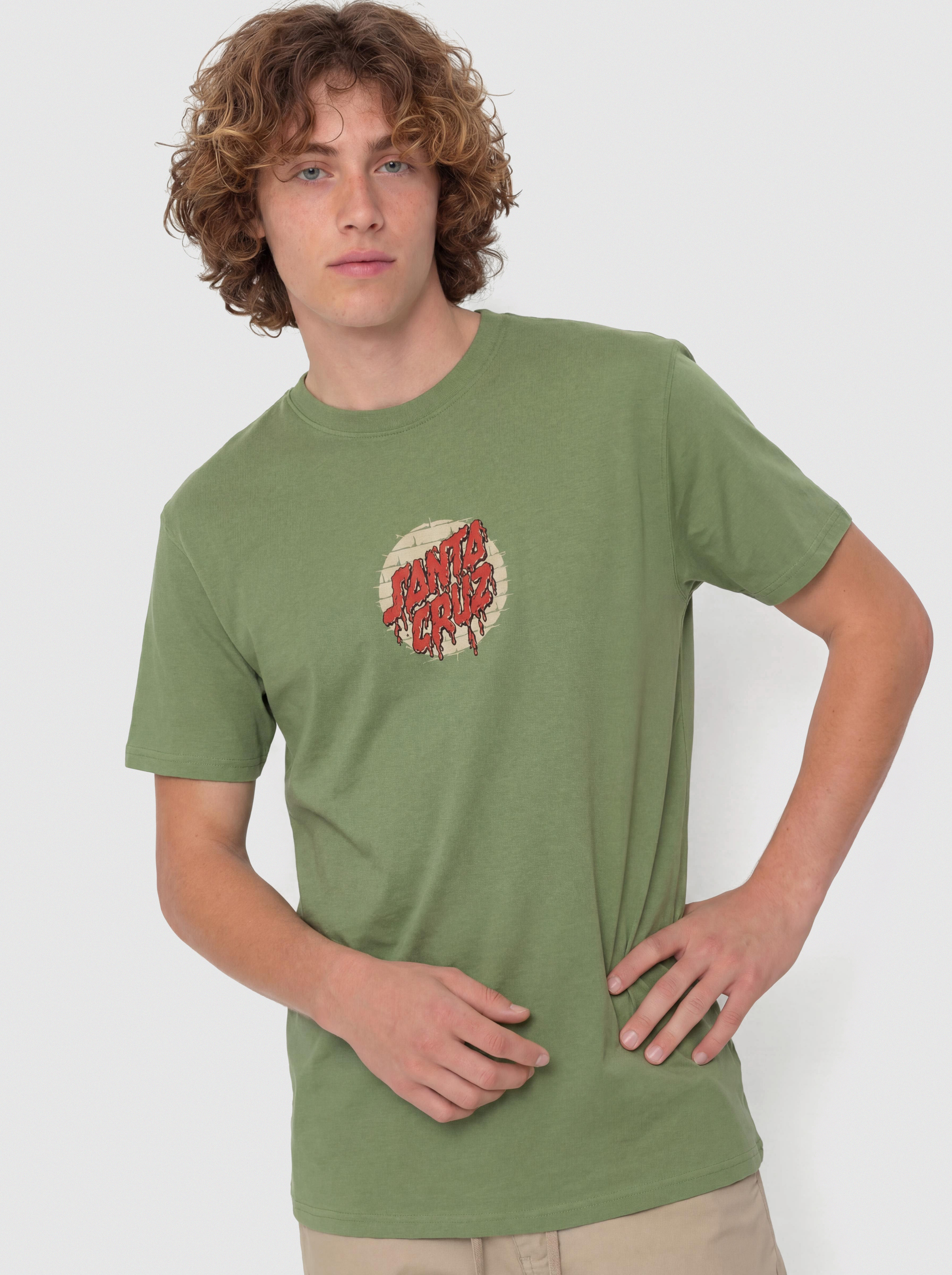 Тениска Santa Cruz Delfino Spotlight Fnt (dill green)