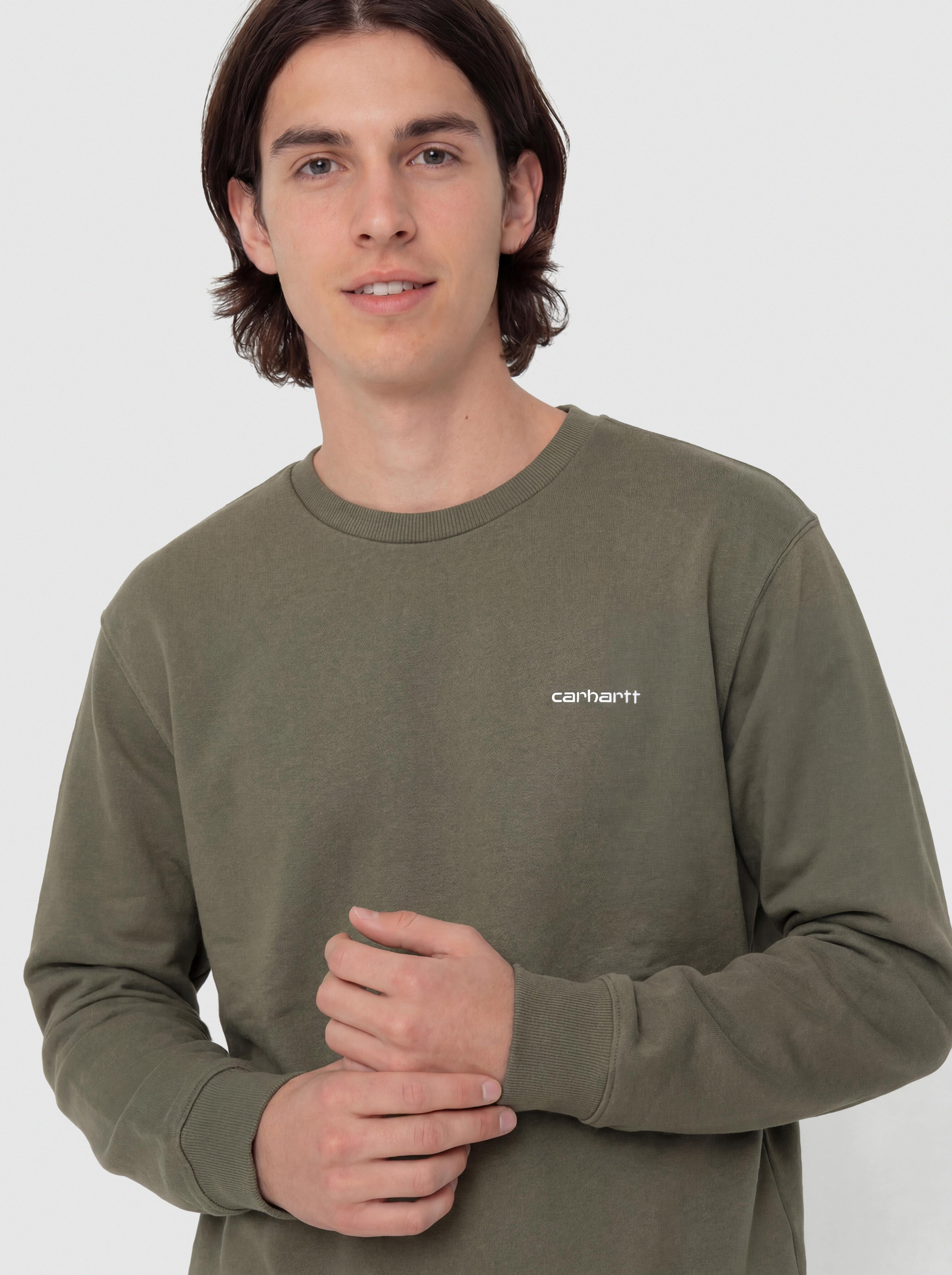 Суитшърт Carhartt WIP Script Embroidery (leaf/white)