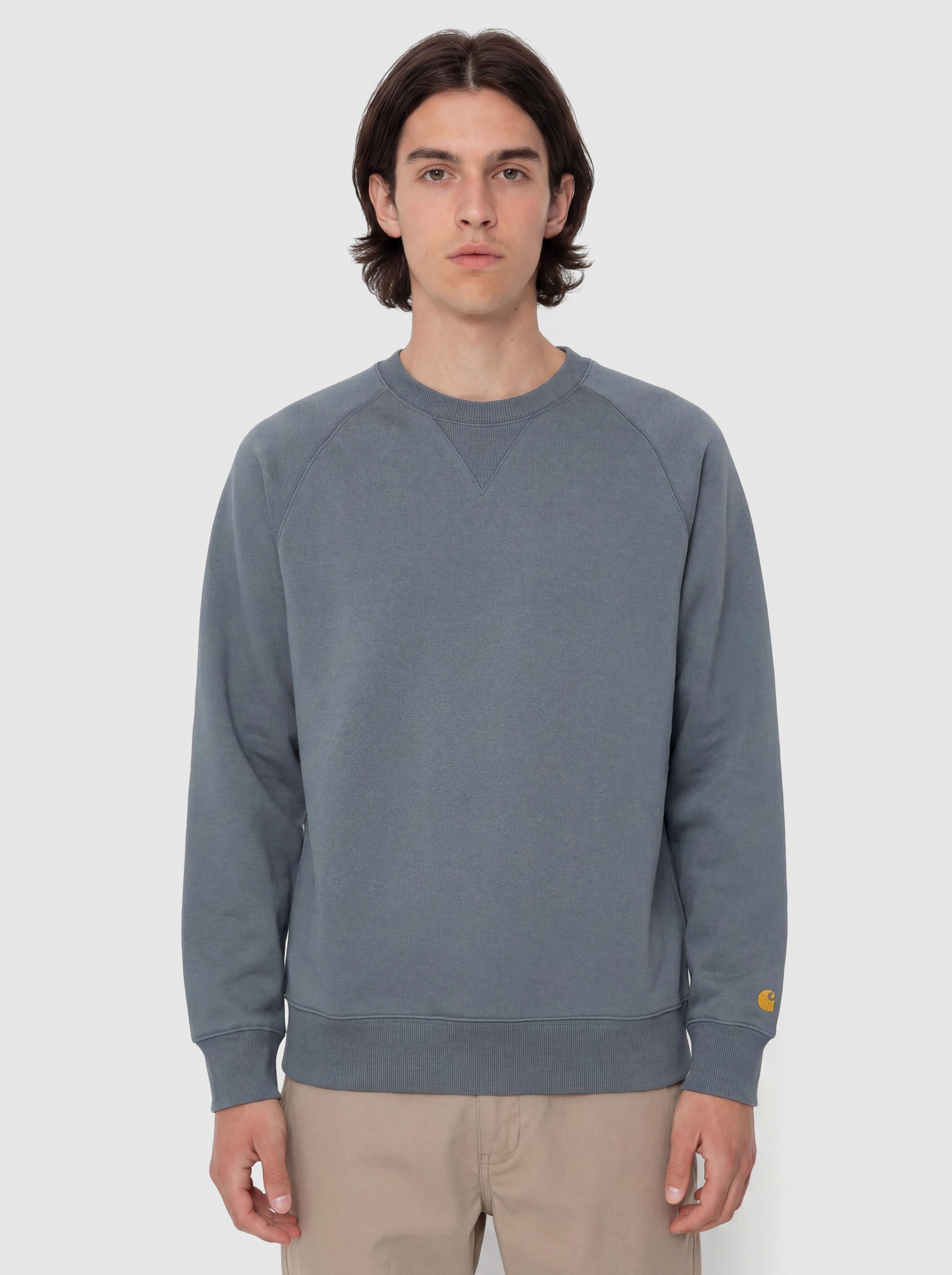 Суитшърт Carhartt WIP Chase (cozy blue/gold)