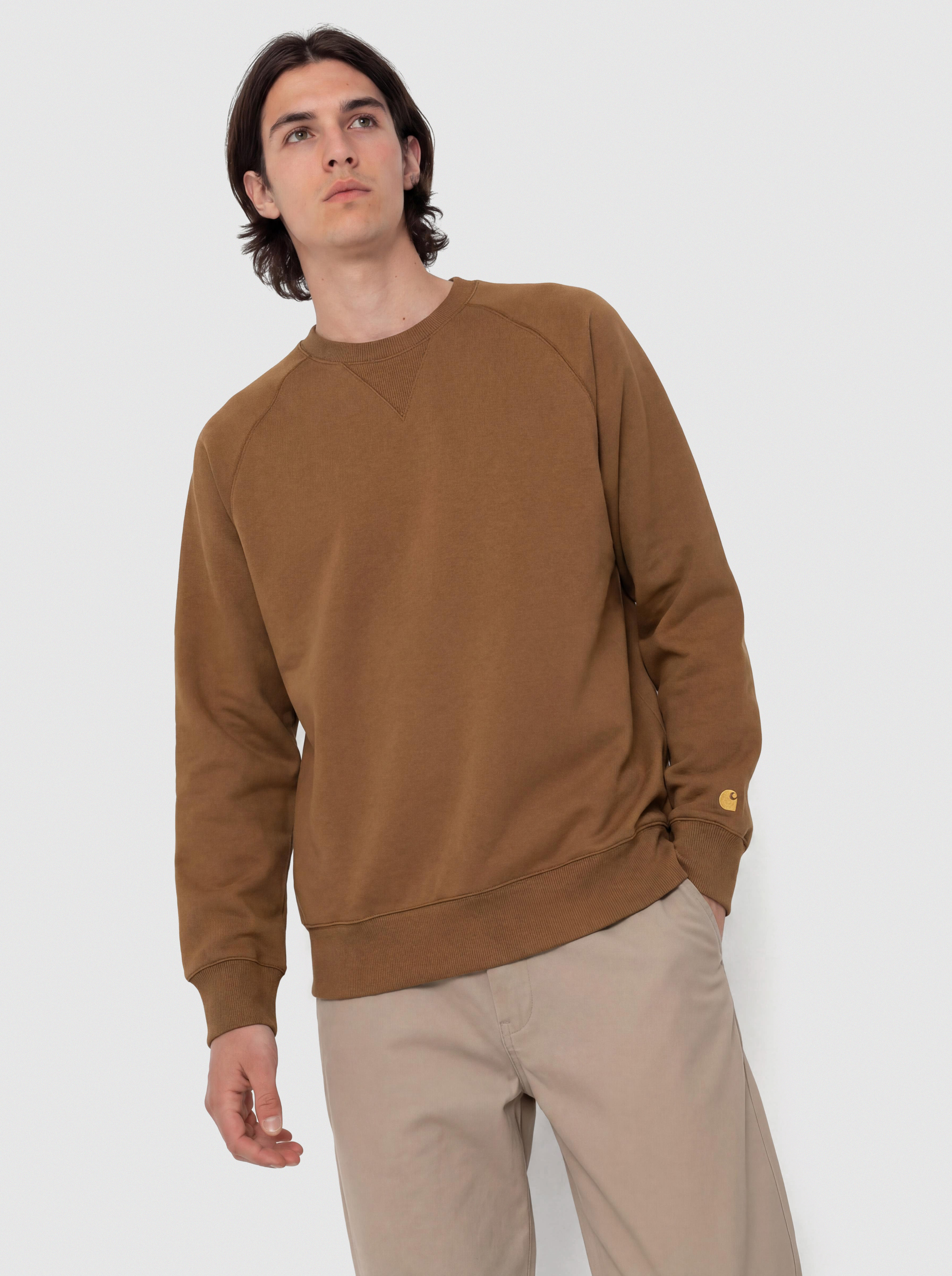 Суитшърт Carhartt WIP Chase (hamilton brown/gold)