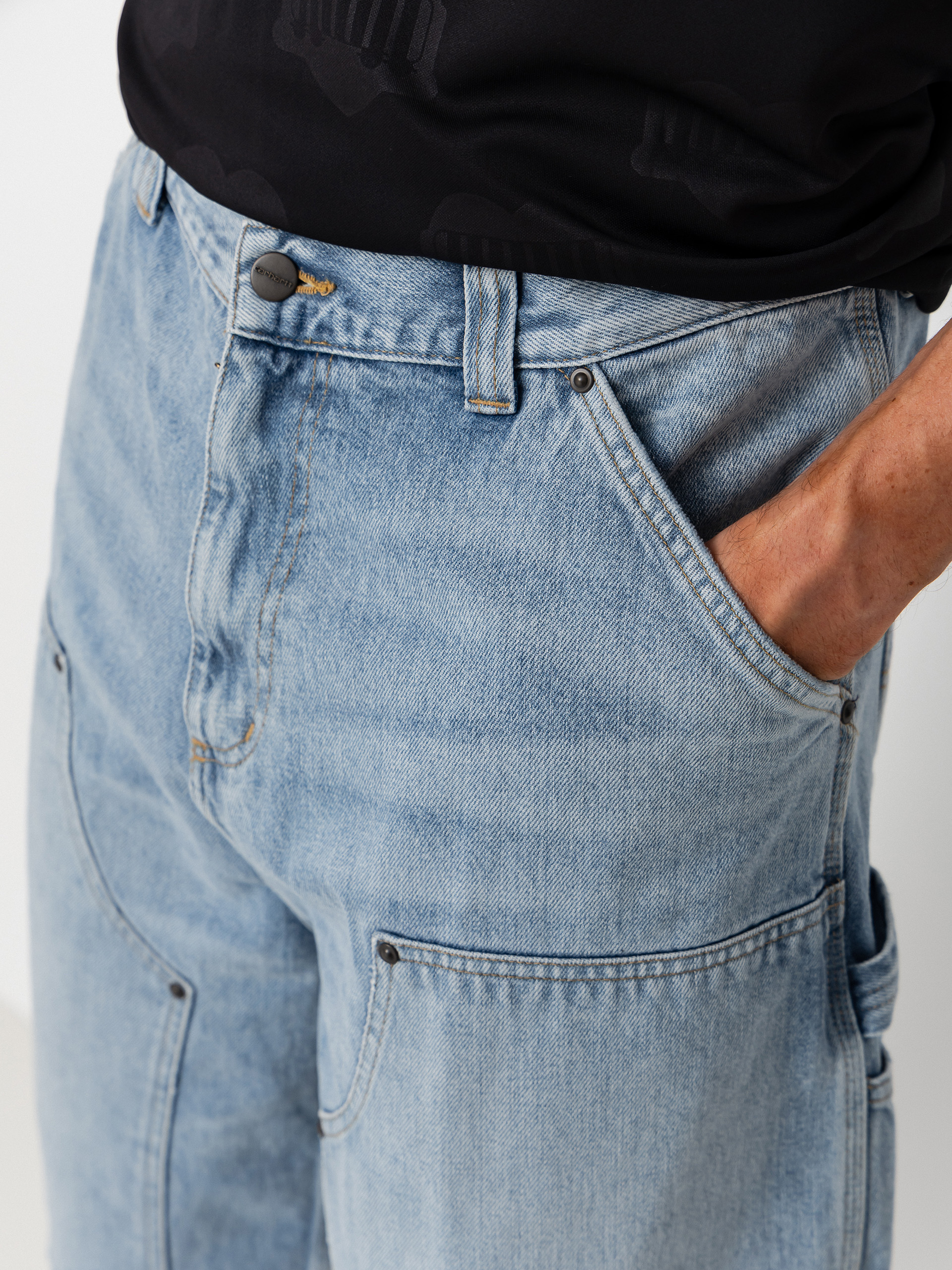 Къси панталони Carhartt WIP OG Double Knee (blue heavy worn bleached)