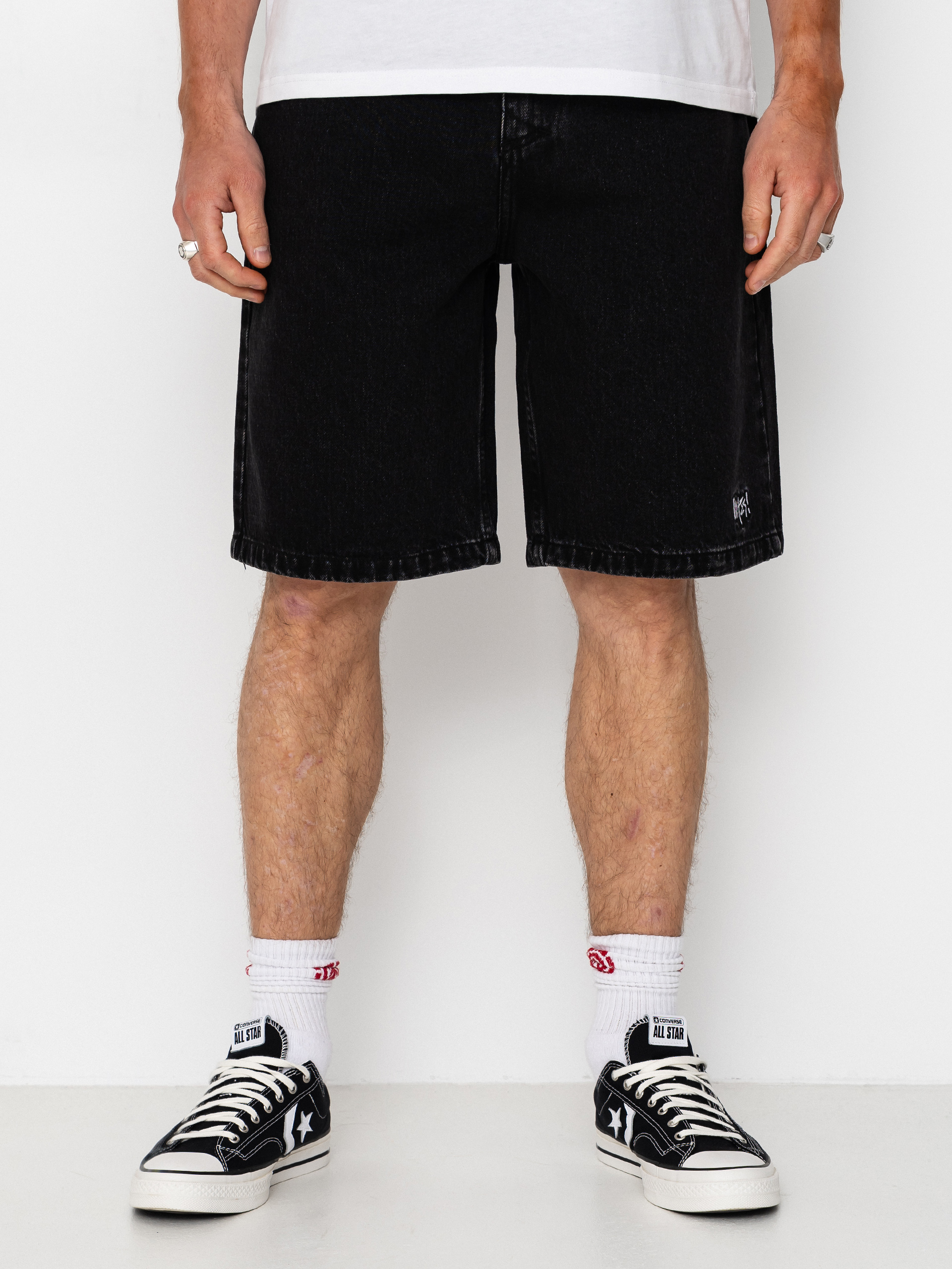 Къси панталони MassDnm Jeans Higher (black washed)