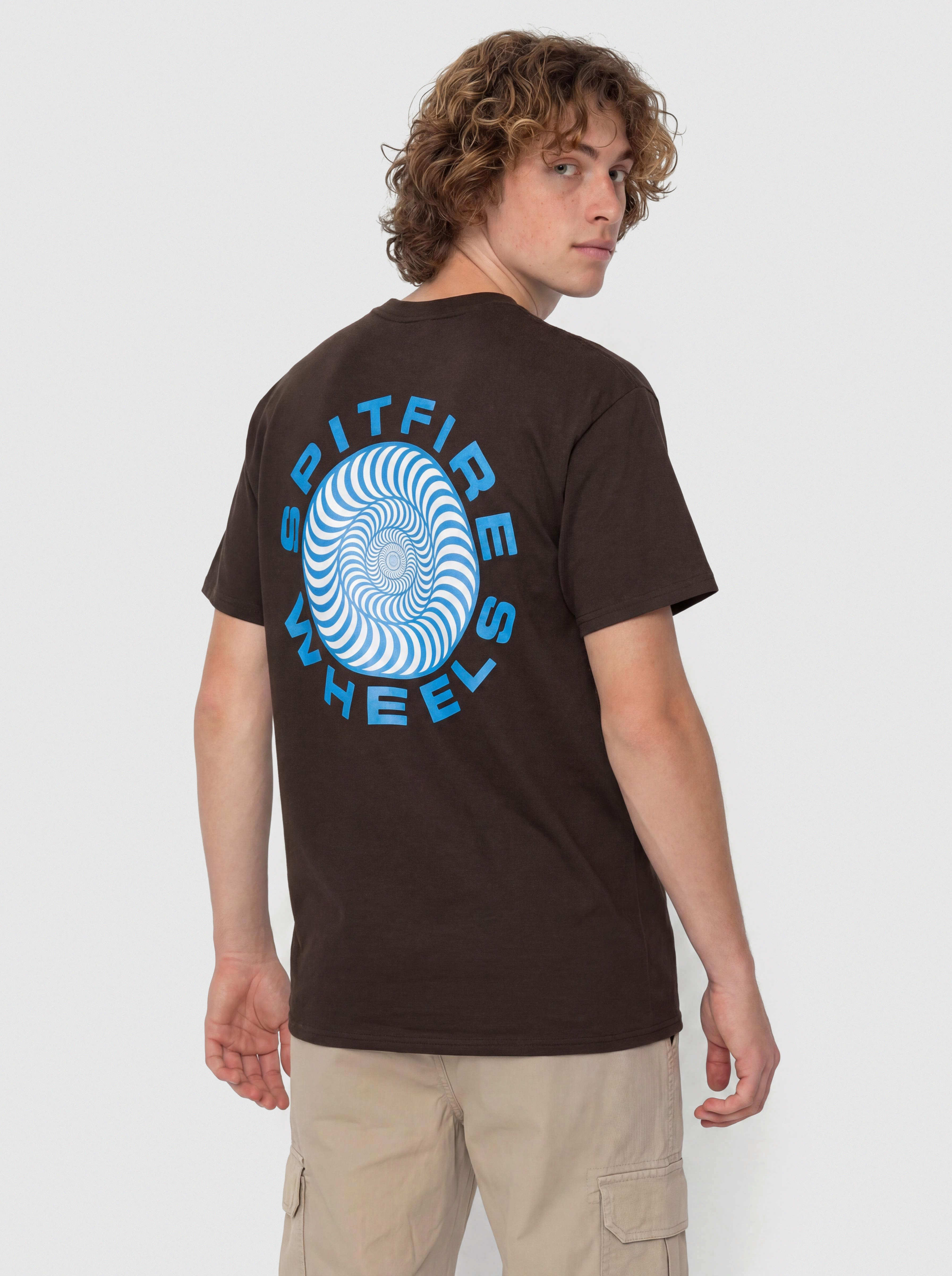 Тениска Spitfire Classic '87 Swirl Fill (dark chocolate with blue & white prints)
