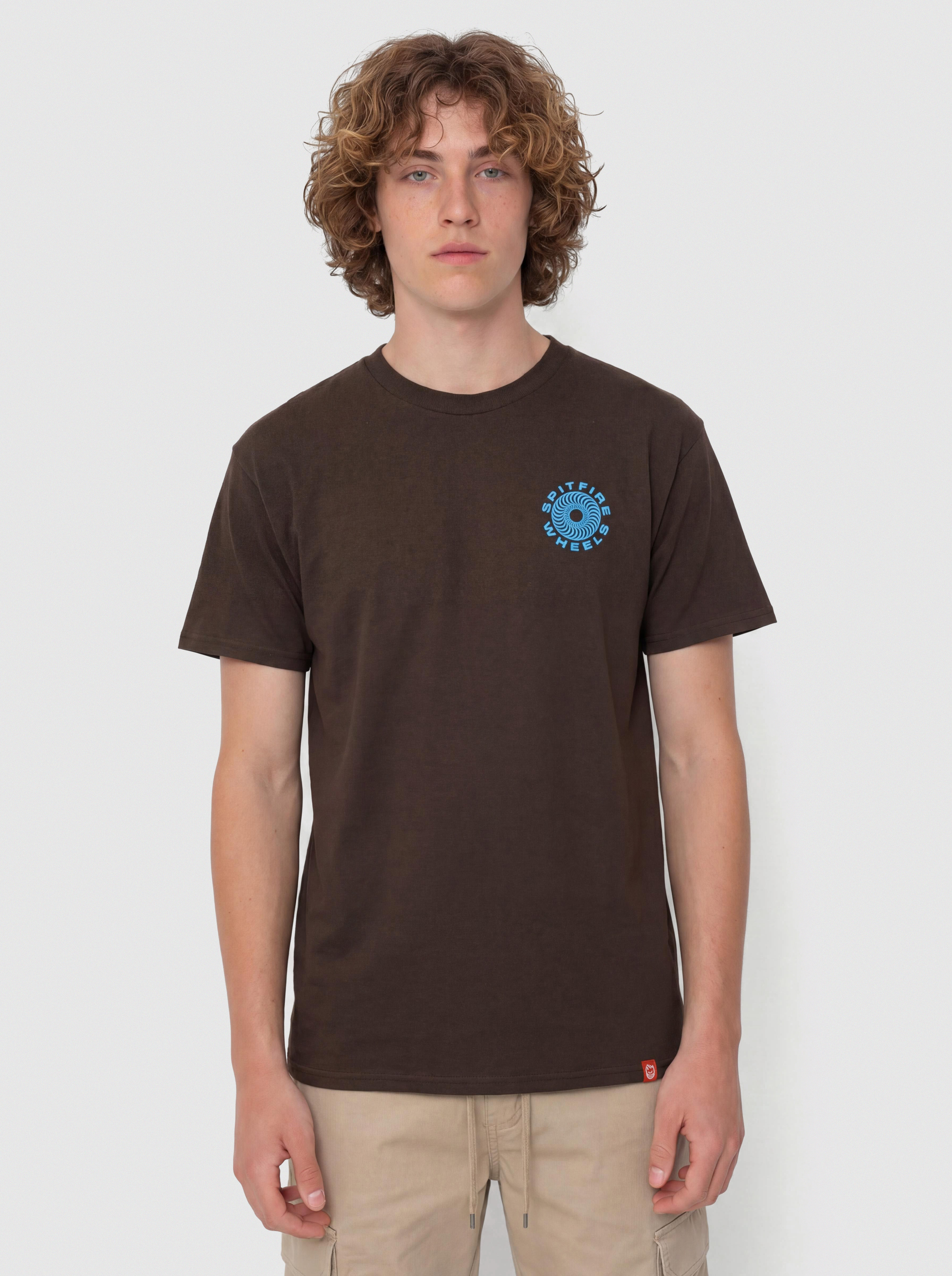 Тениска Spitfire Classic '87 Swirl Fill (dark chocolate with blue & white prints)