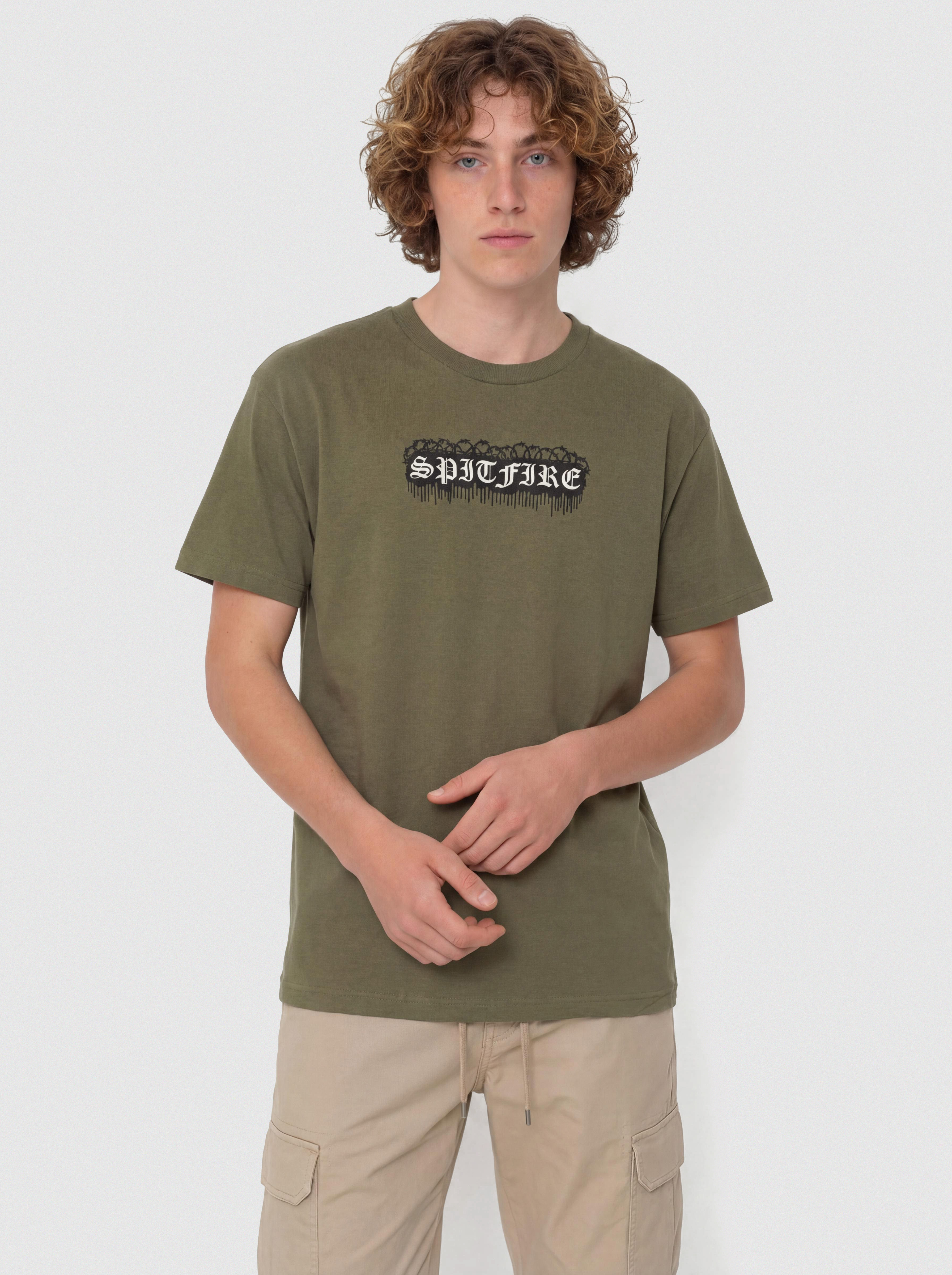 Тениска Spitfire Old E Barbed (military green)