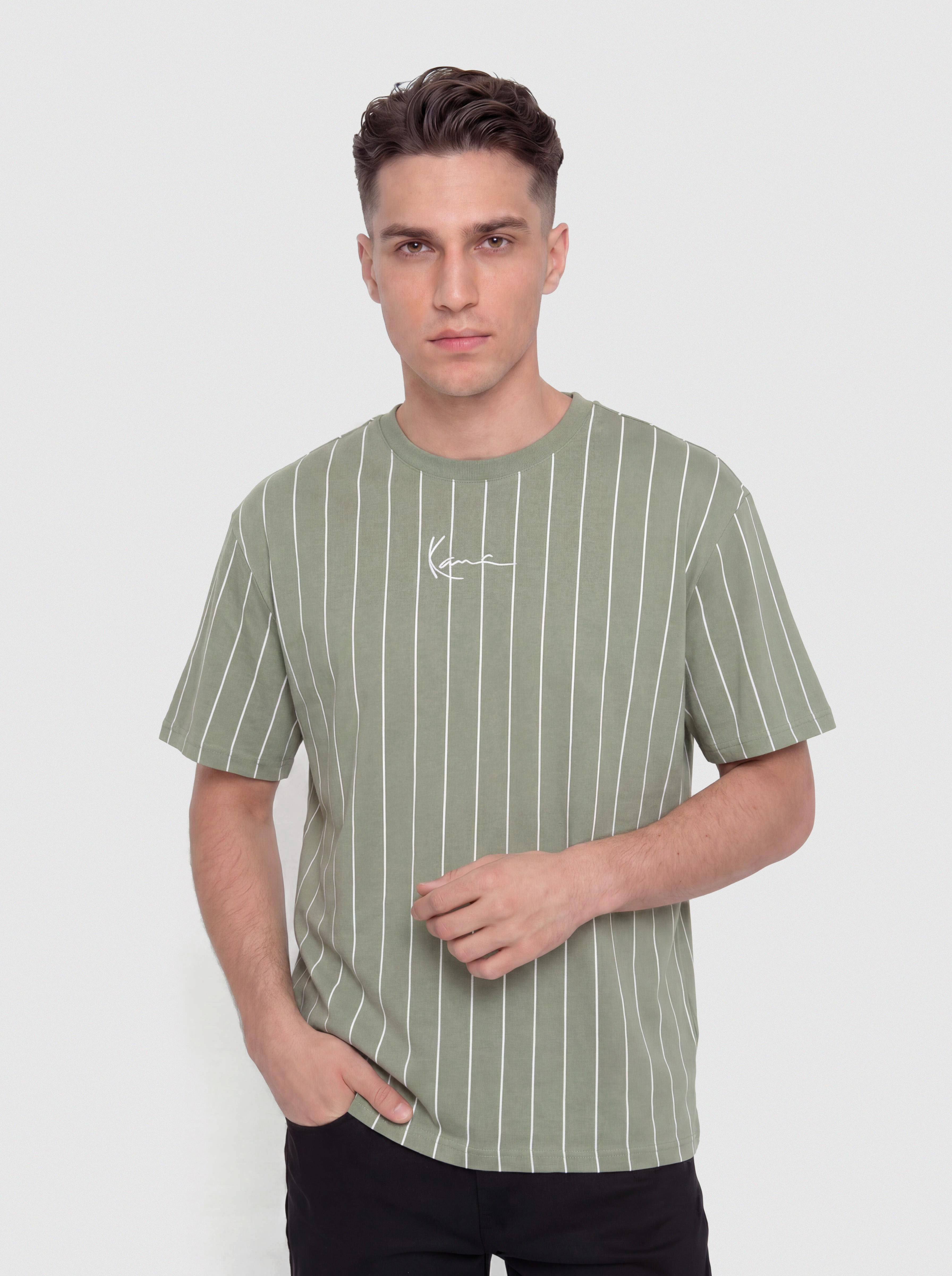 Тениска Karl Kani Small Signature Pinstripe