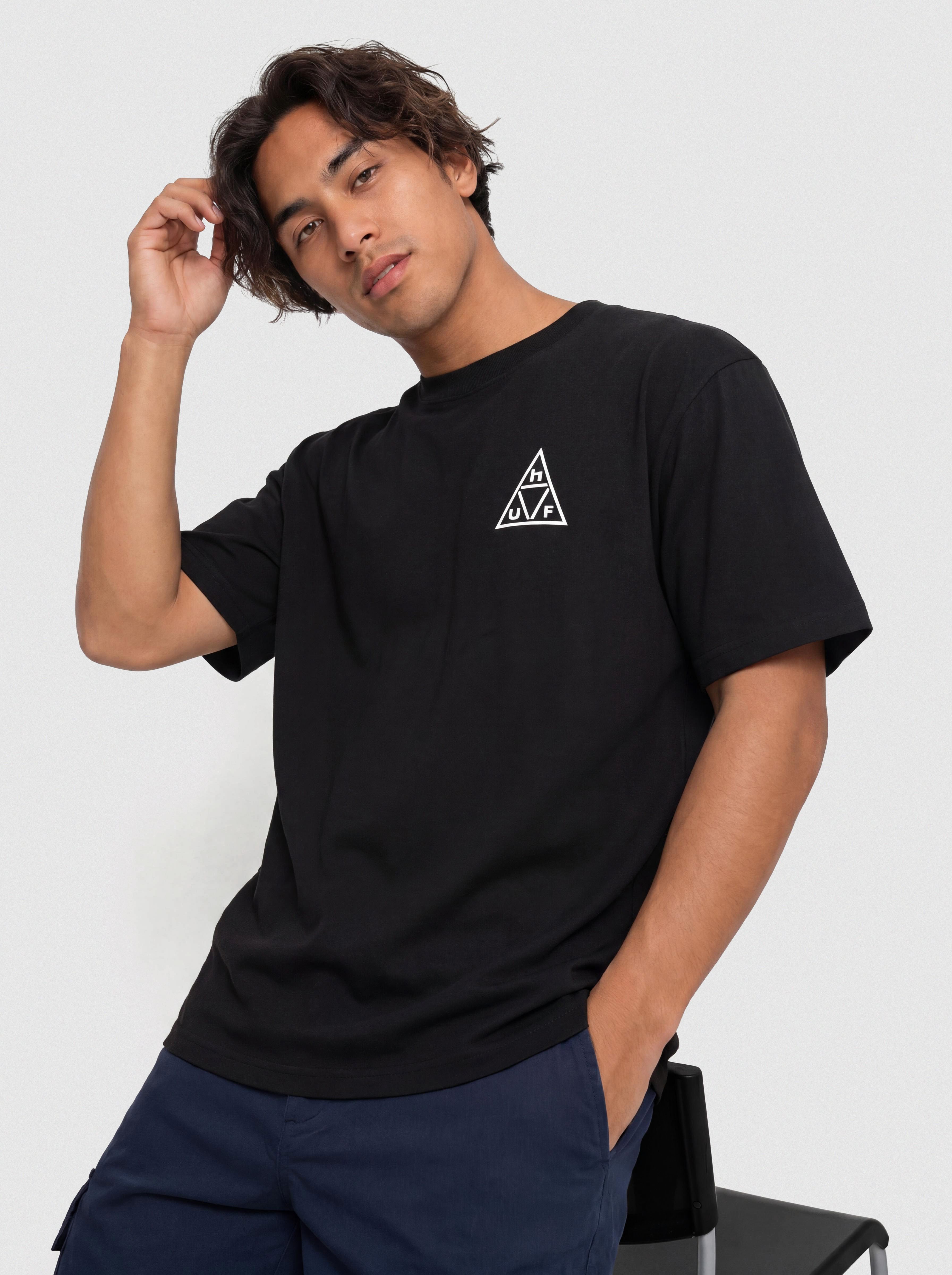 Тениска HUF Triple Triangle (black/white)