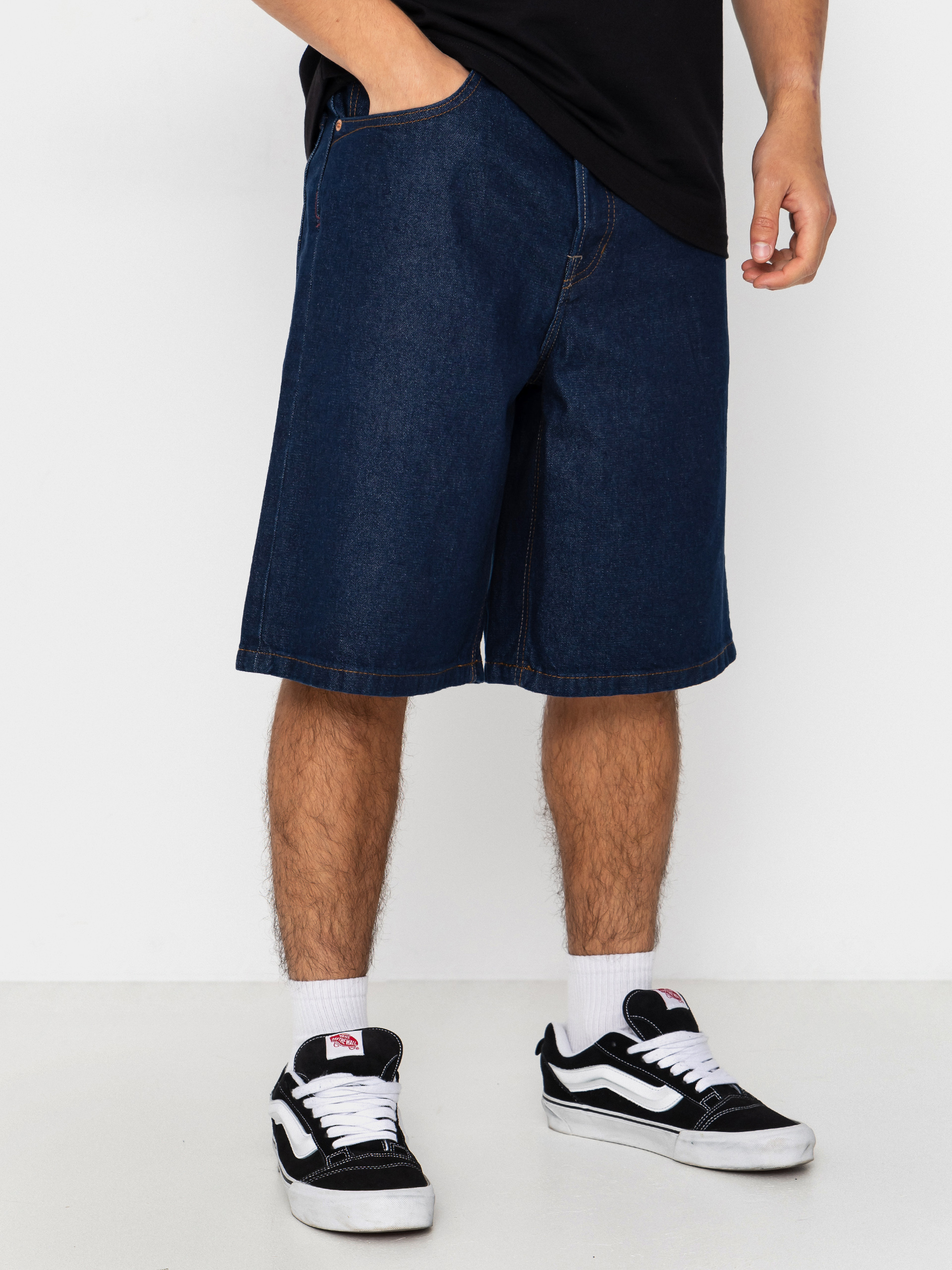 Къси панталони Vans Lx Check 5 Baggy Denim (dark rinse)