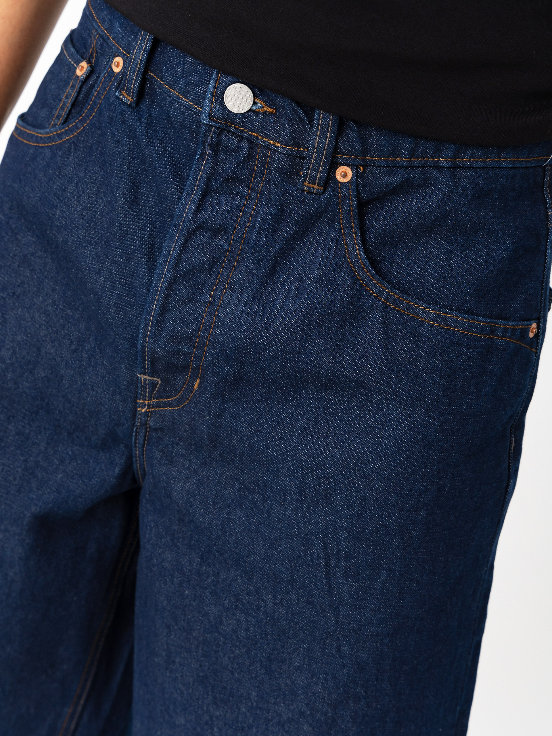 Къси панталони Vans Lx Check 5 Baggy Denim (dark rinse)