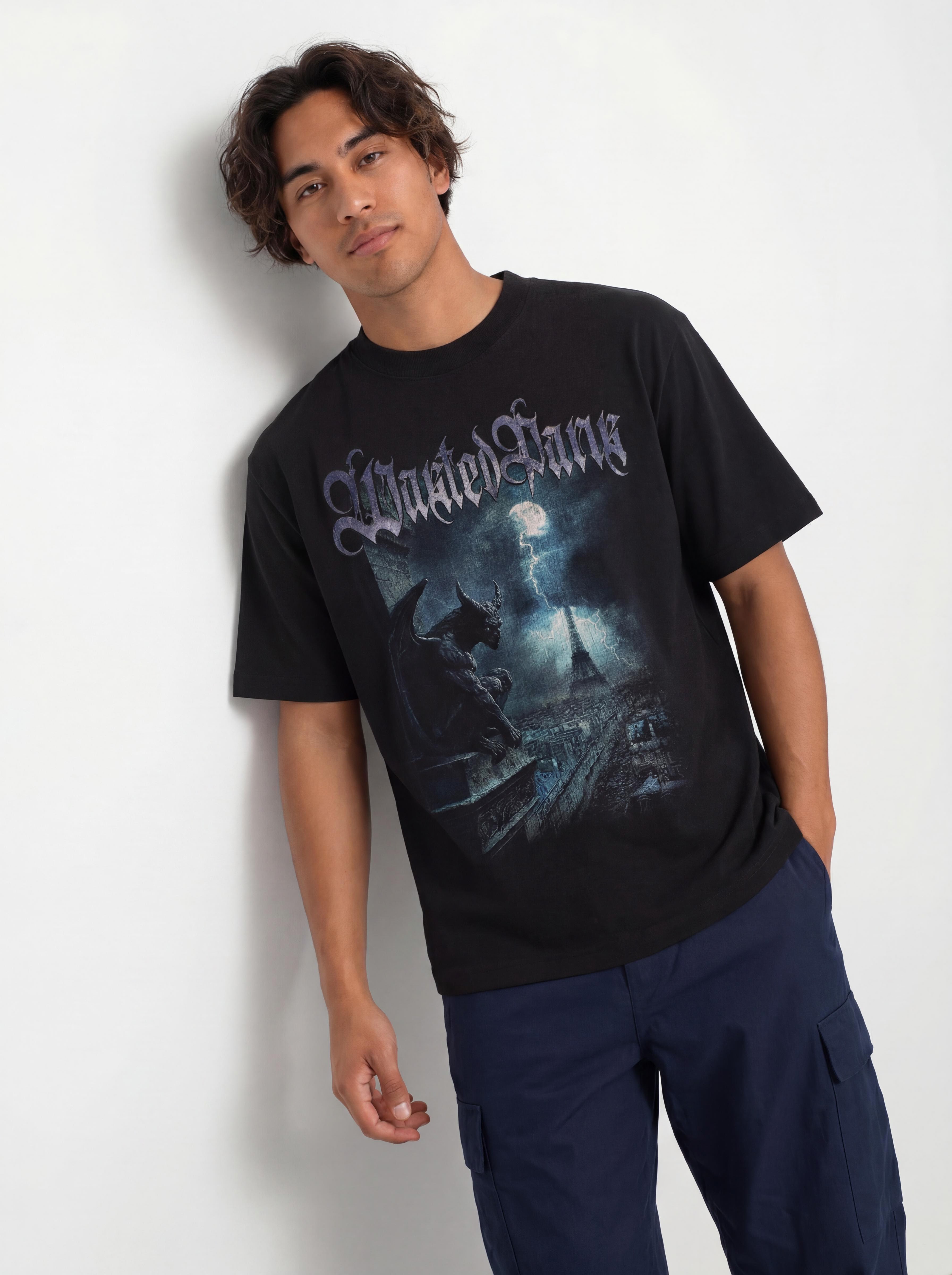 Тениска Wasted Paris Gargoyle (faded black)