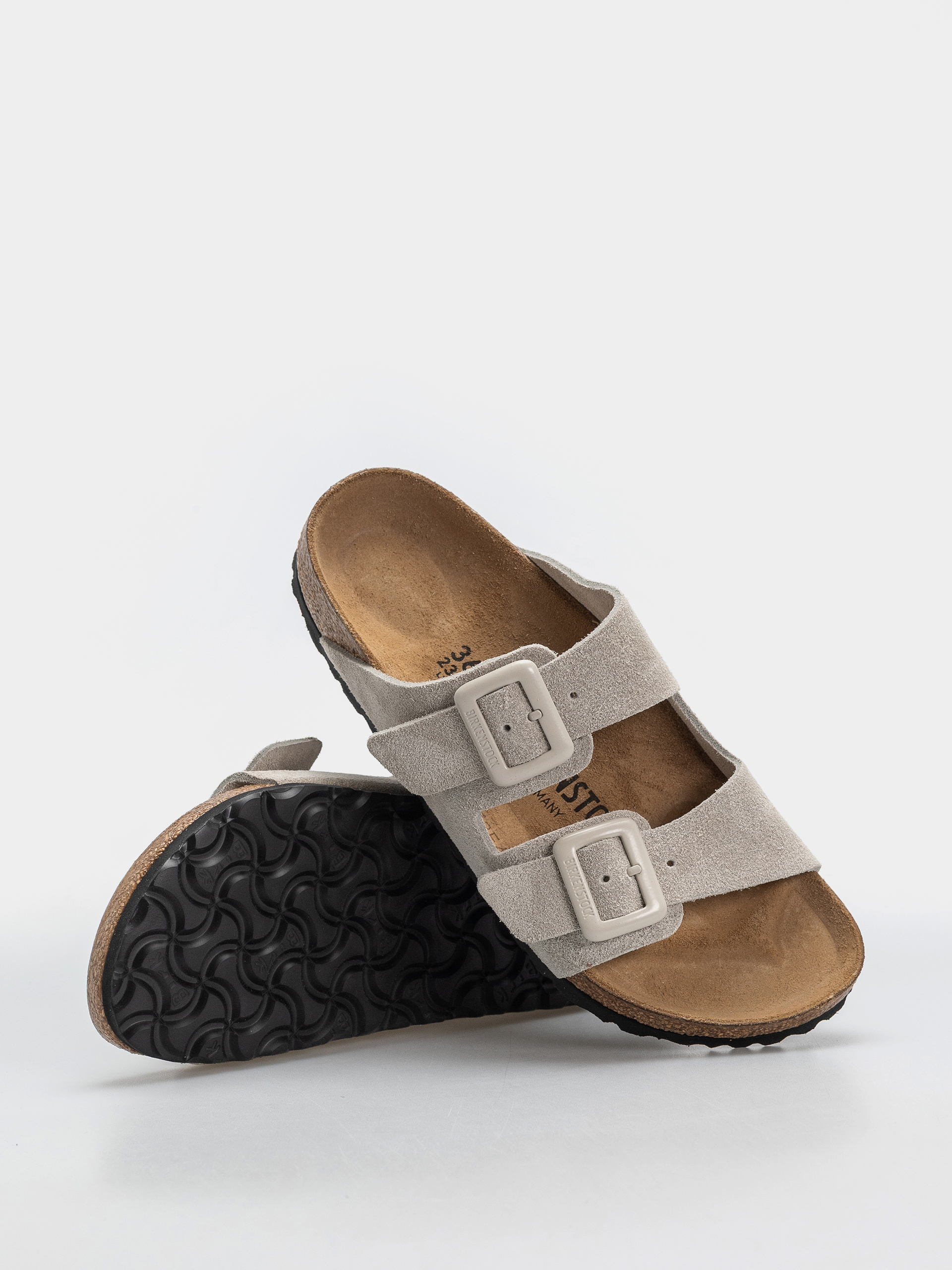 Чехли Birkenstock Arizona Suede Leather Cushion Buckle Narrow Wmn (oyster)