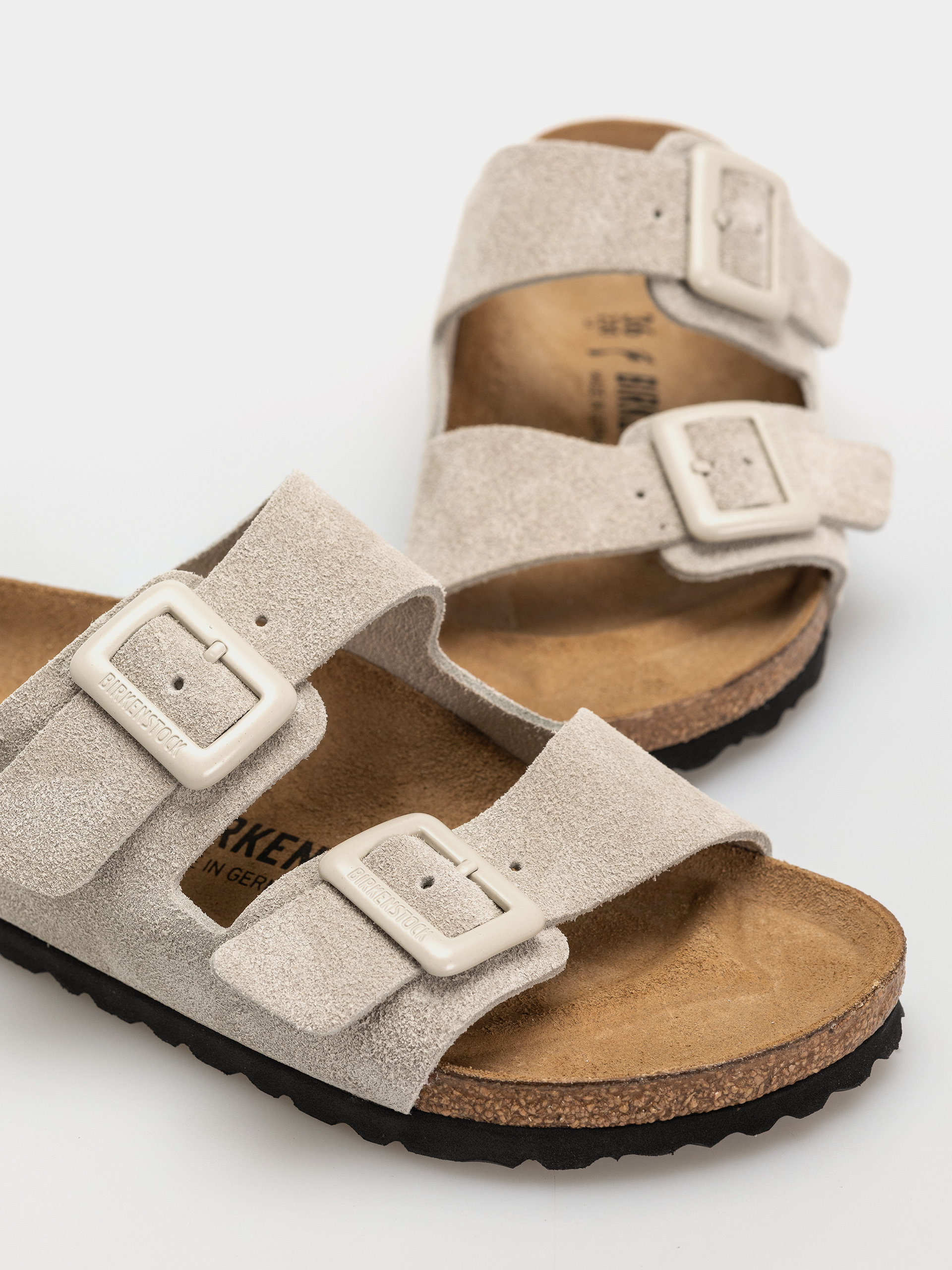 Чехли Birkenstock Arizona Suede Leather Cushion Buckle Narrow Wmn (oyster)