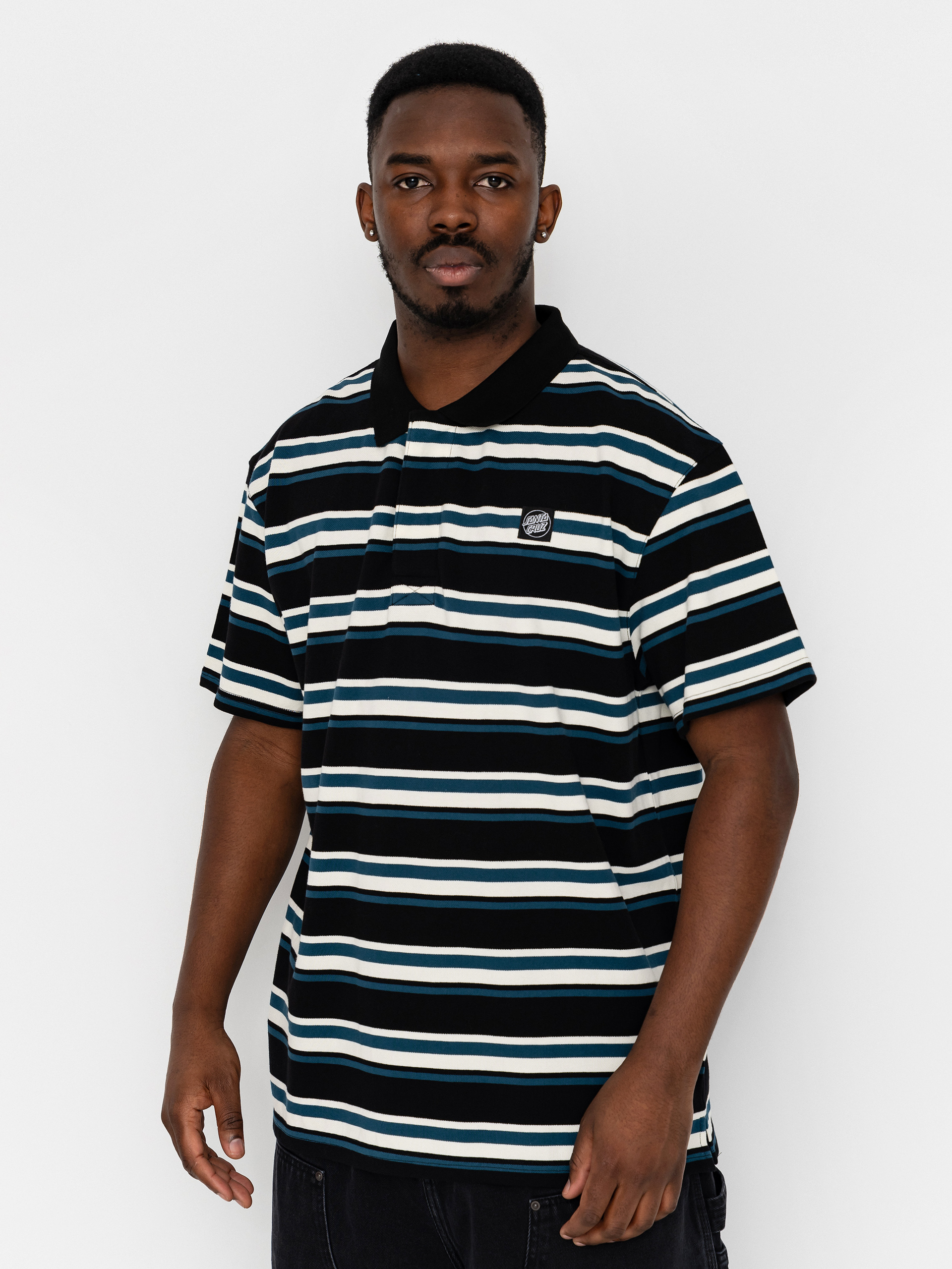 Тениска с яка Santa Cruz Cera (black/dark teal)