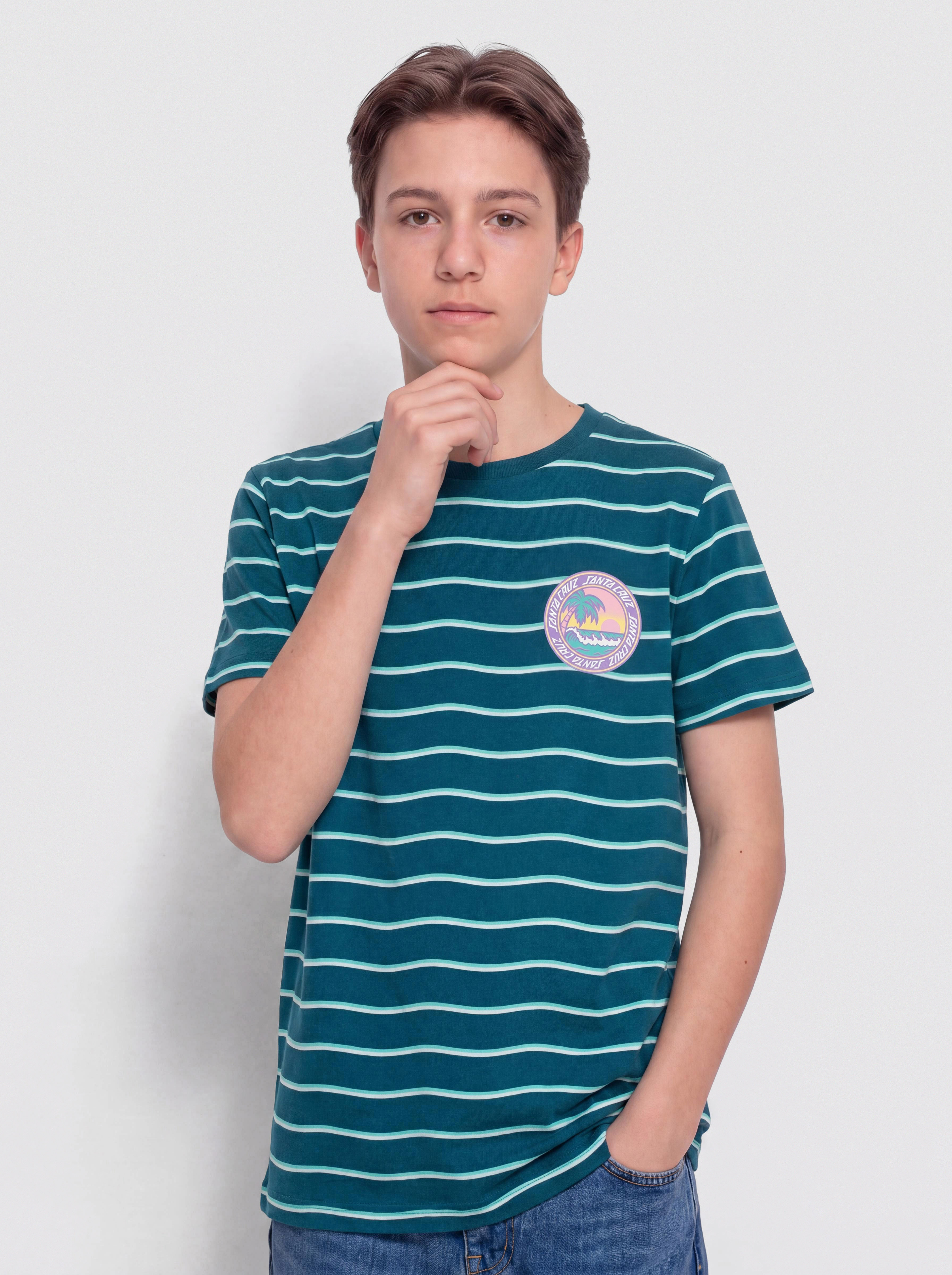 Тениска Santa Cruz Paradise Break JR (tidal teal wave stripe)